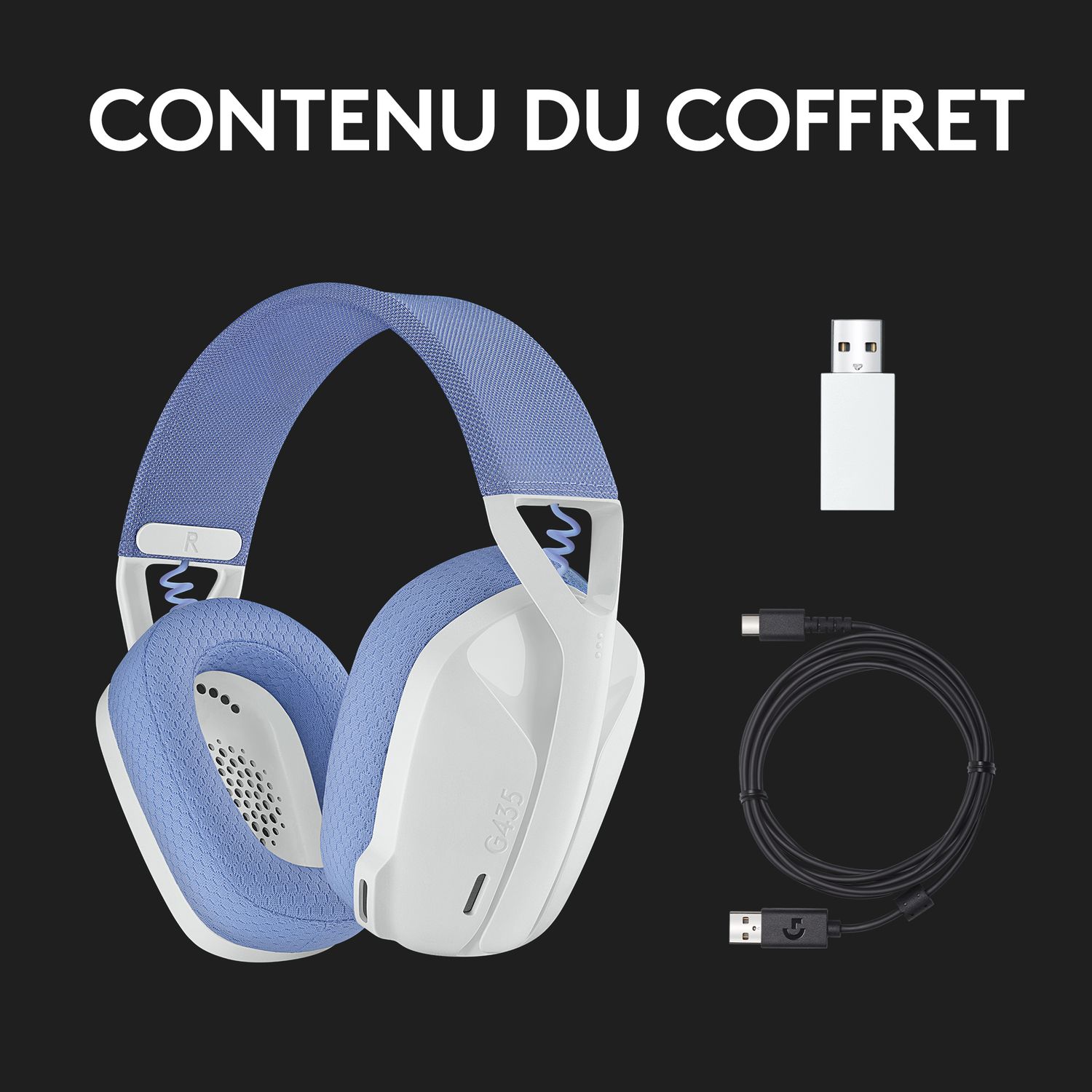 Voir la diapositive 10 : LOGITECH Casque GAMING G435 BL - Blanc et bleu
