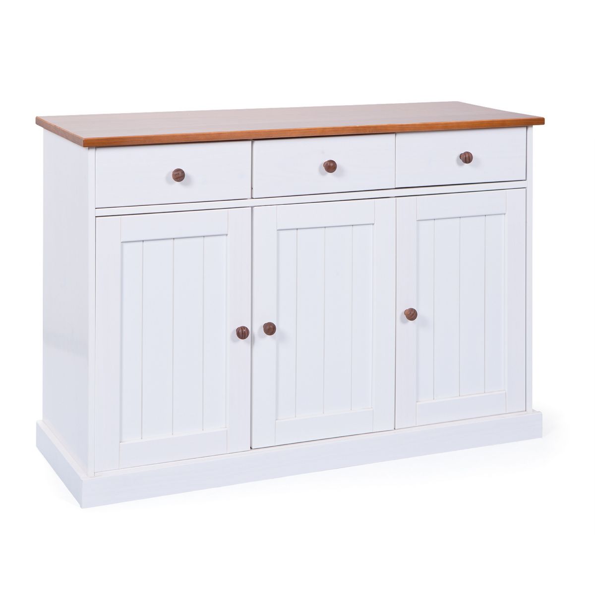 Buffet bas 3 portes 3 tiroirs en bois massif KAMPEN