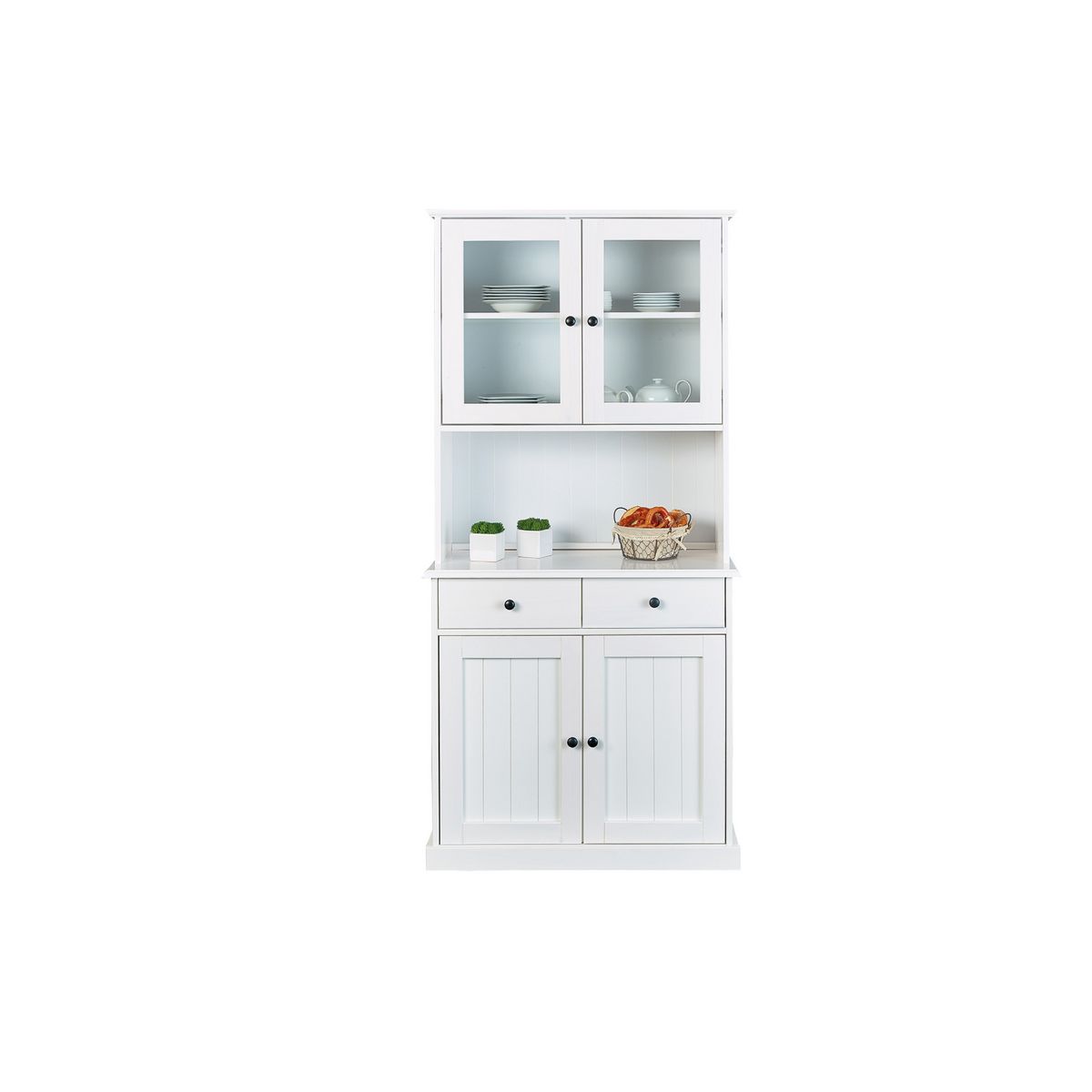 Buffet vaisselier 2 portes 2 tiroirs 2 portes vitrées KAMPEN