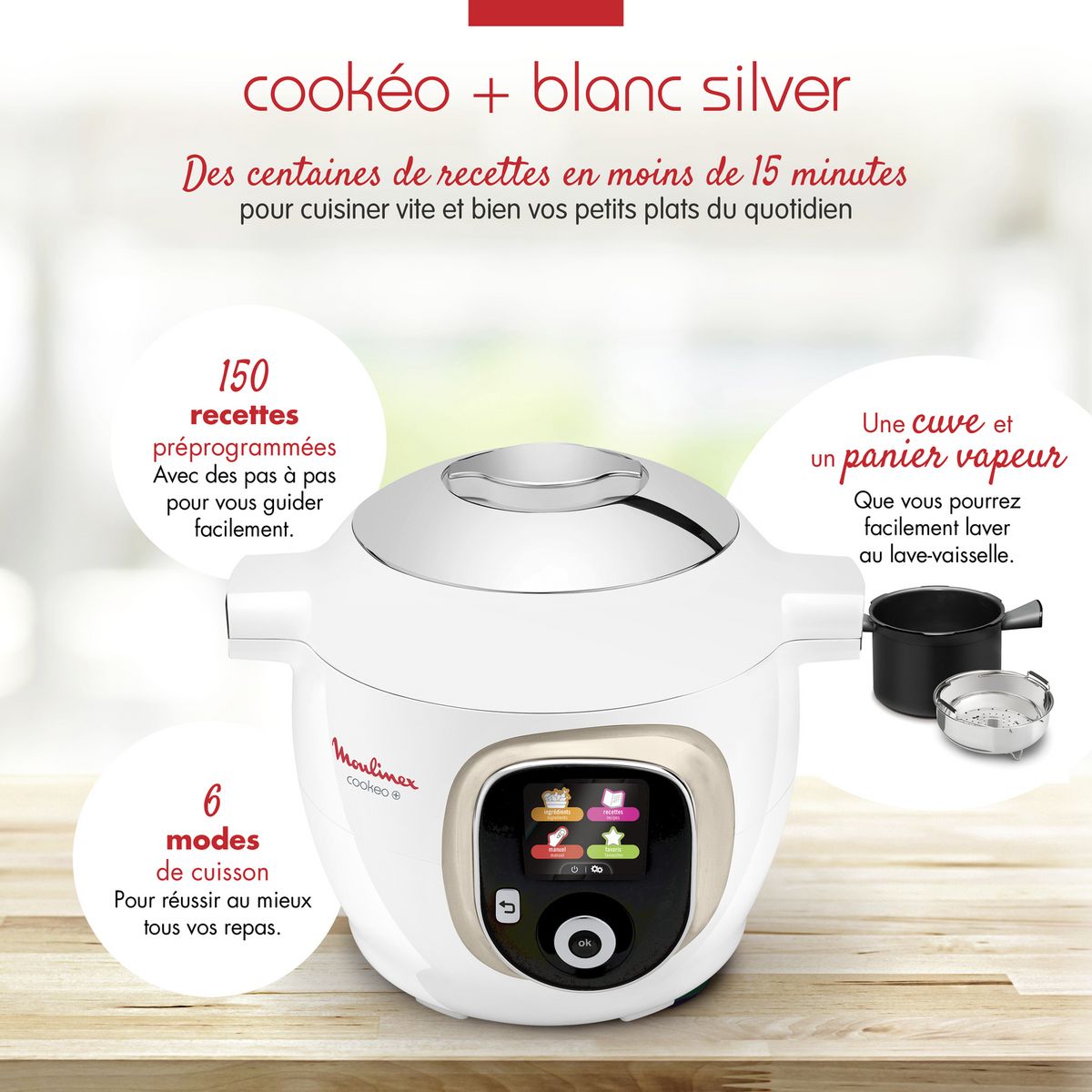 MOULINEX Multicuiseur intelligent cookeo CE851A10 - Blanc