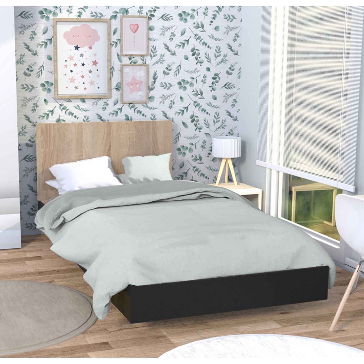 Lit 90x190cm avec tête de lit LAGOS