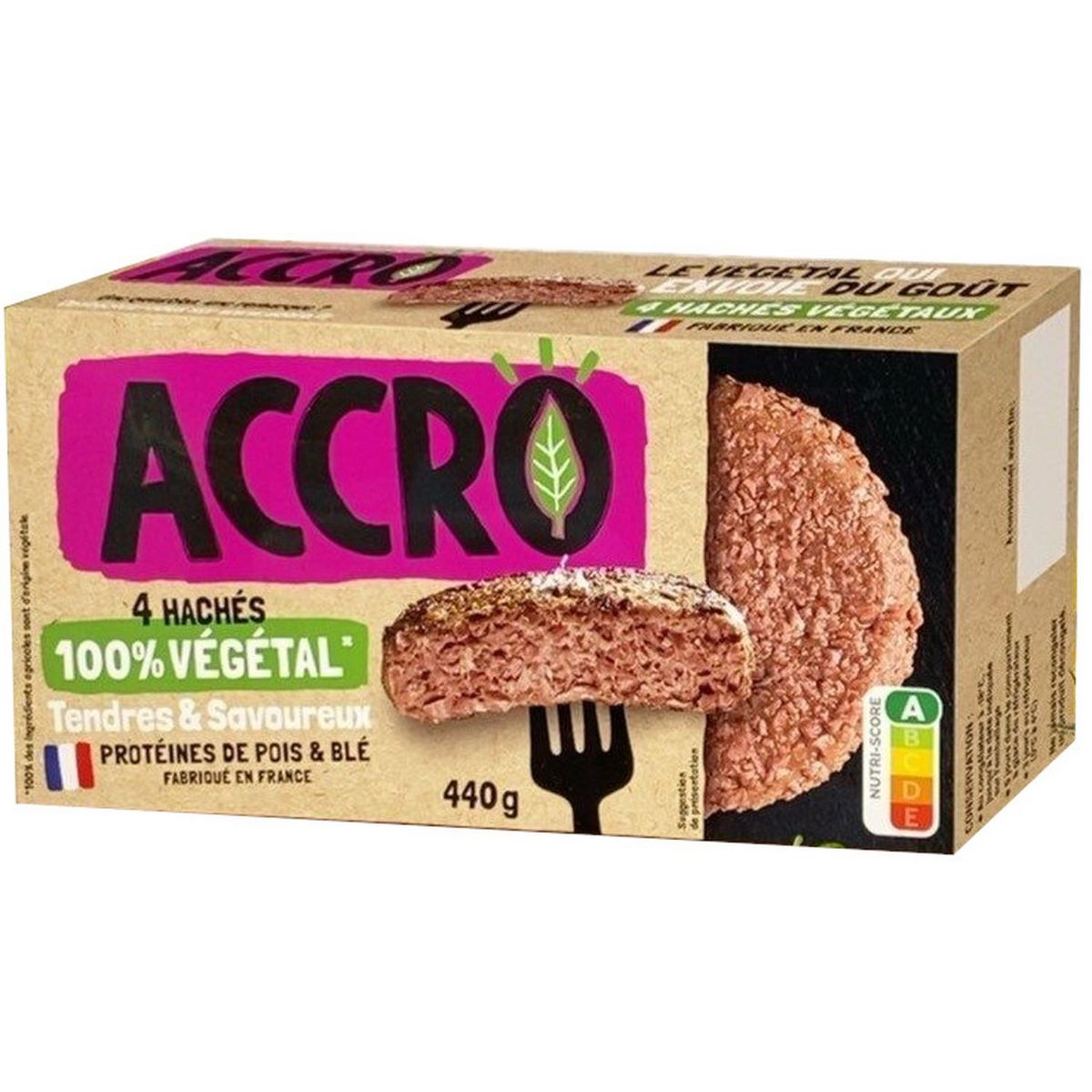 ACCRO Haché végétal aux protéines de pois et blé 4 pièces 440g