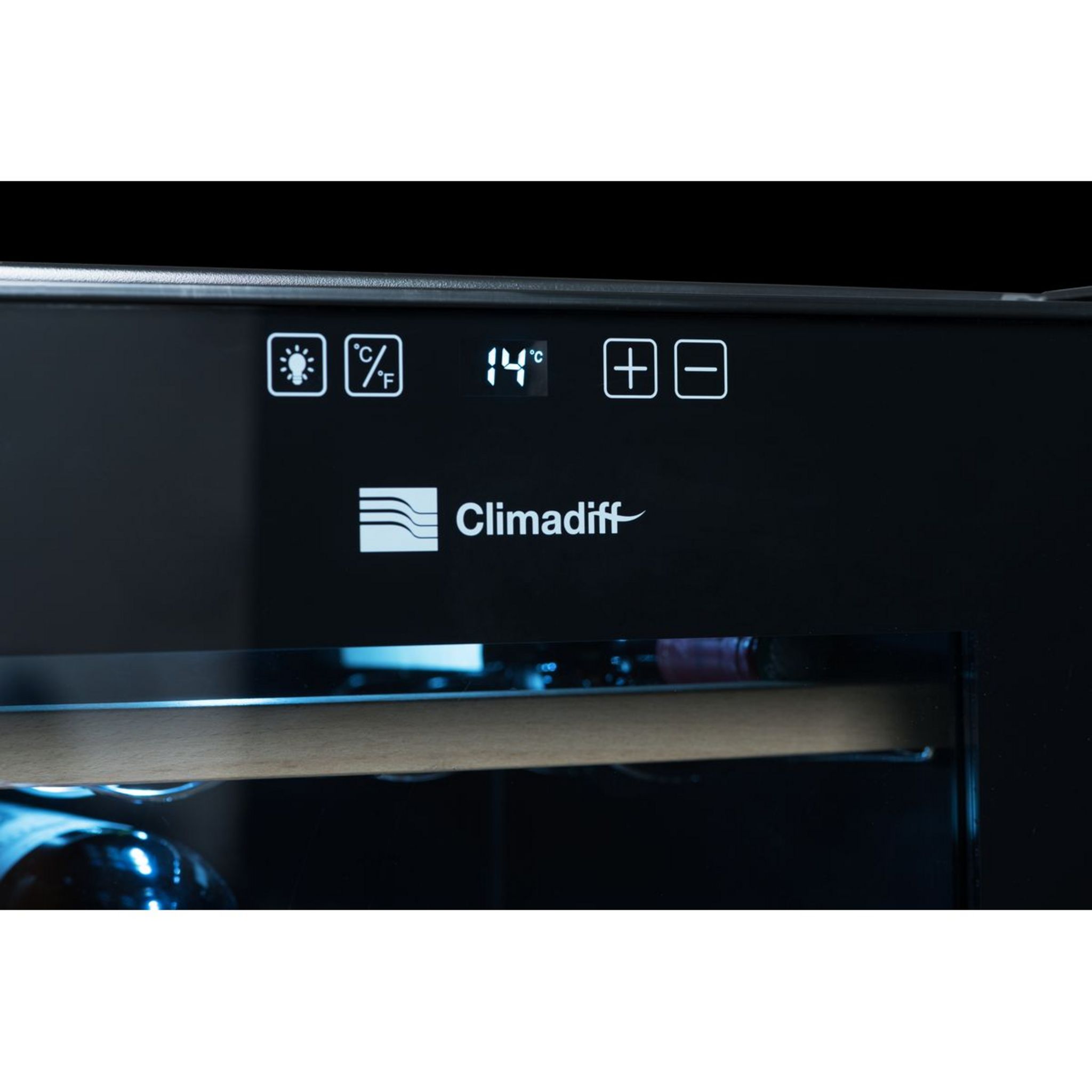 Voir la diapositive 2 : CLIMADIFF Cave de service CC28, 28 bouteilles, 26 dB, Porte vitrée, G