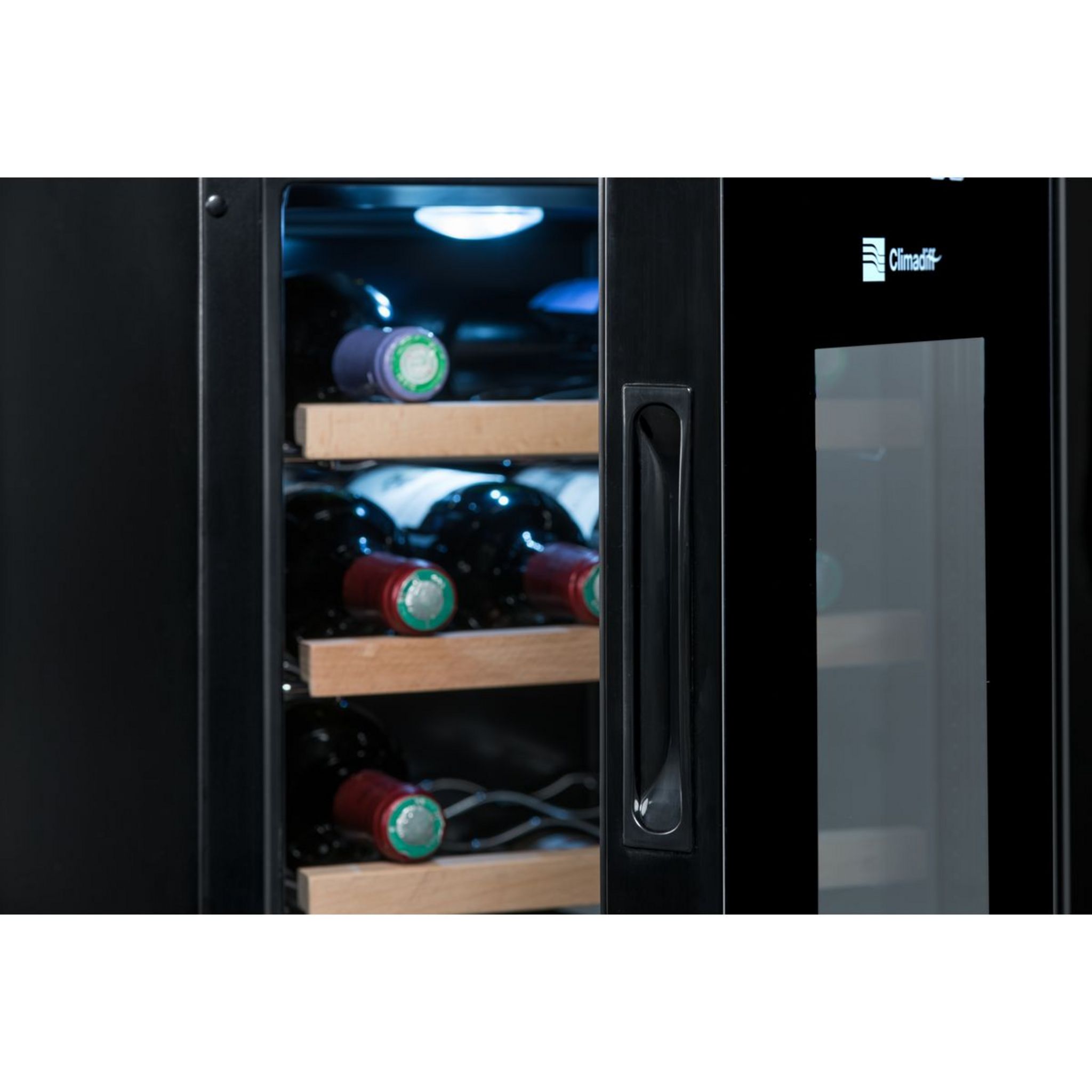 Voir la diapositive 2 : CLIMADIFF Cave de service CC12, 12 bouteilles, 26 dB, Porte vitrée, G
