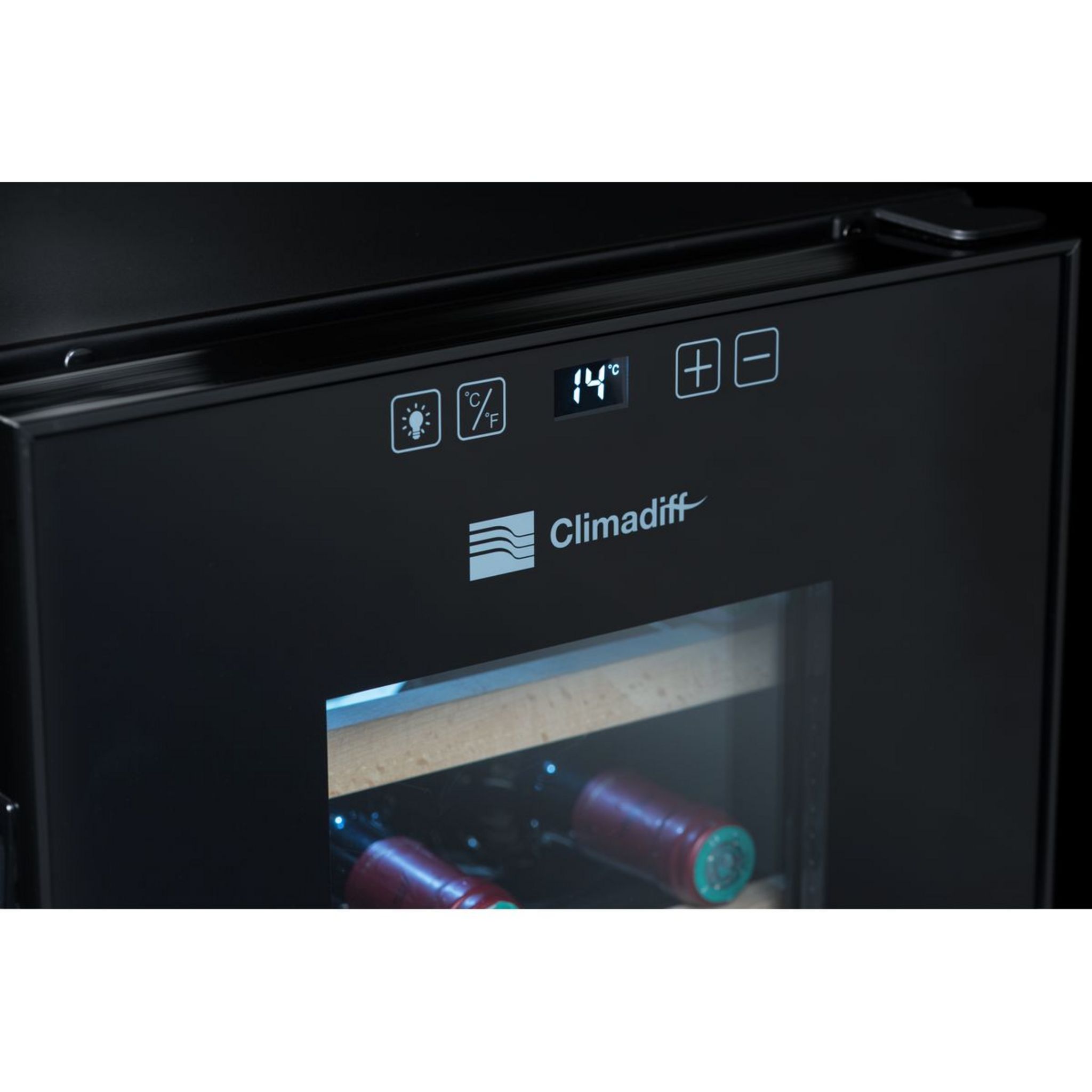 Voir la diapositive 3 : CLIMADIFF Cave de service CC12, 12 bouteilles, 26 dB, Porte vitrée, G