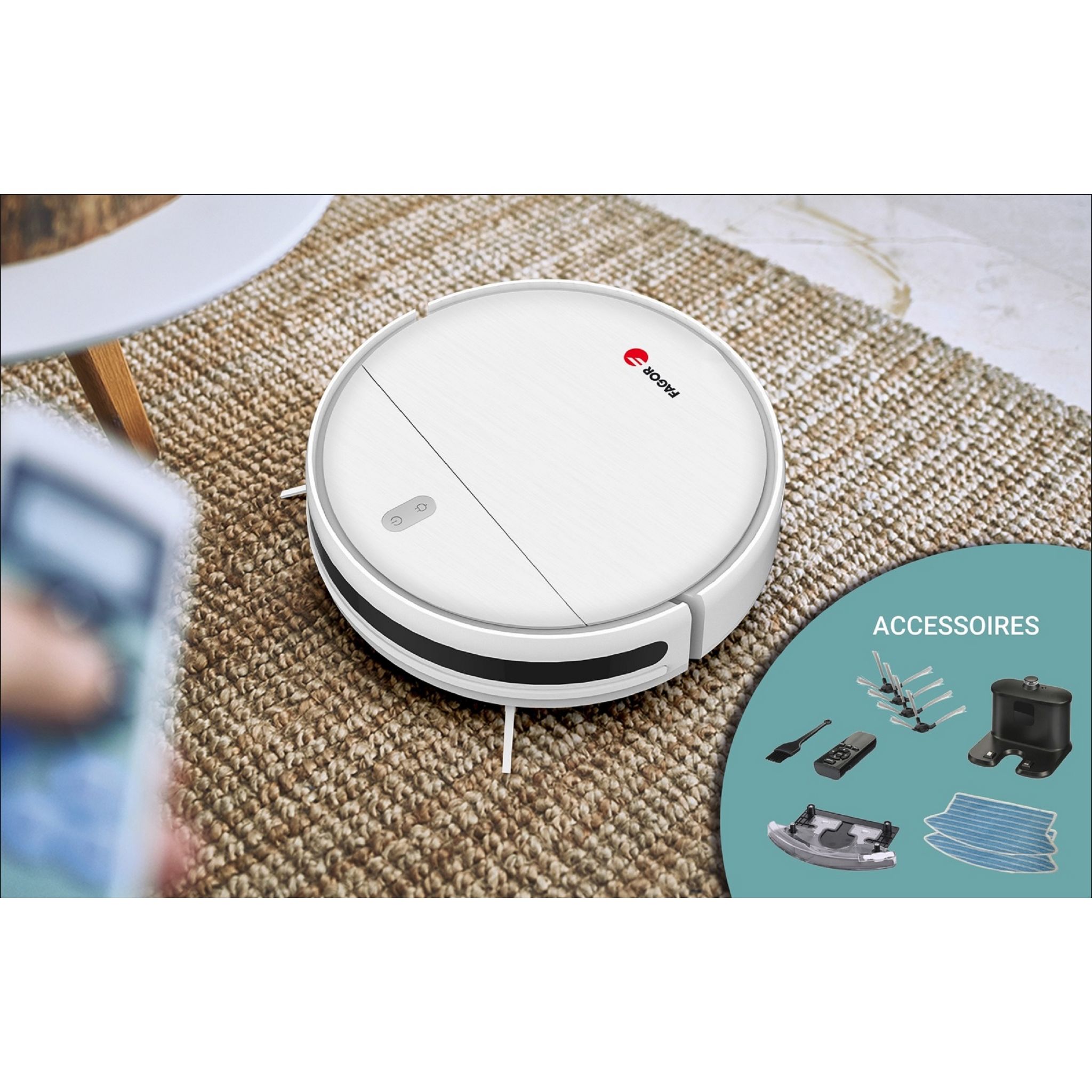 Voir la diapositive 5 : FAGOR Aspirateur robot laveur FG028 - Blanc