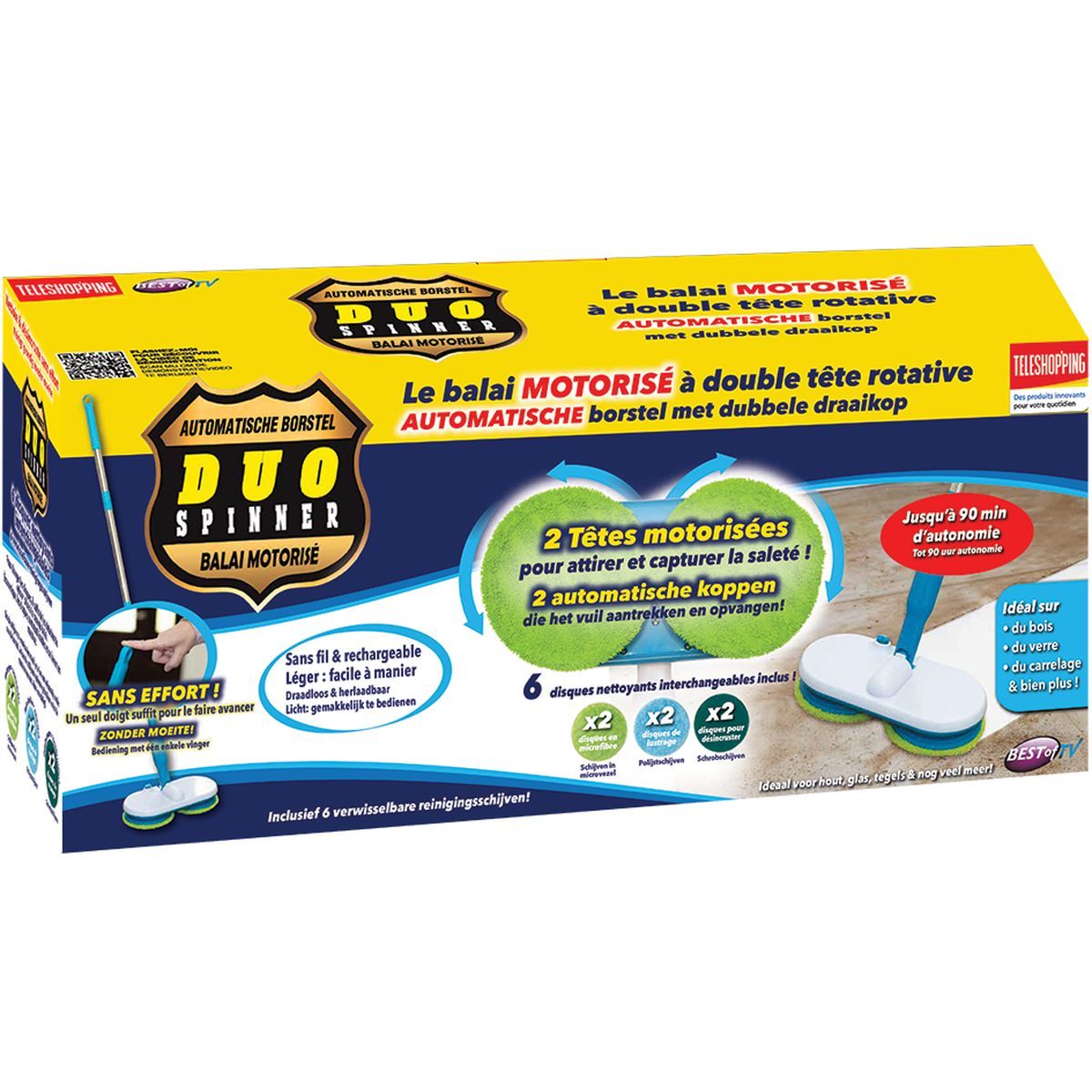 BEST OF TV Balai nettoyant motorisé Duo Spinner ROTALIB01- Bleu