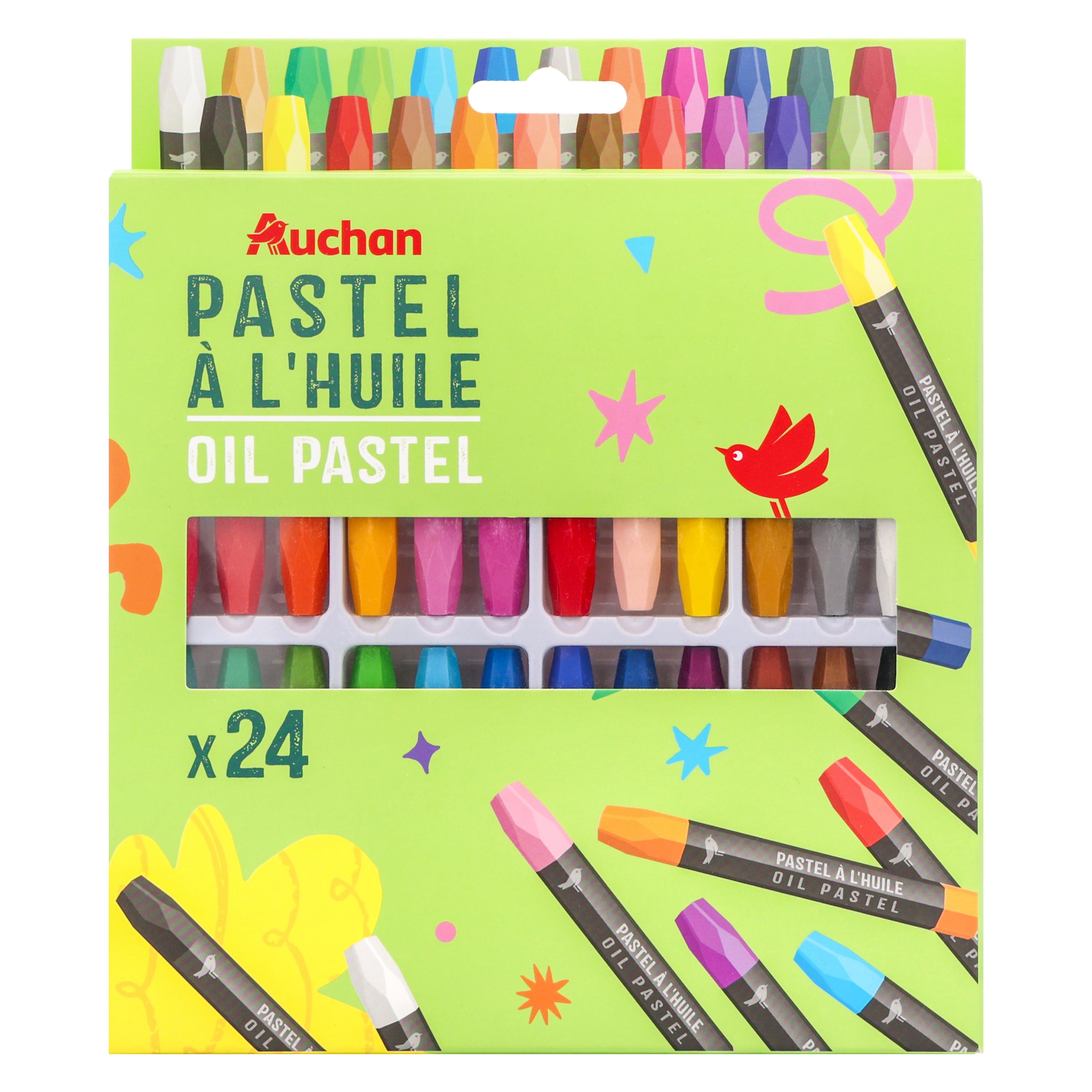 AUCHAN Pochette de 24 crayons Pastel à l'huile