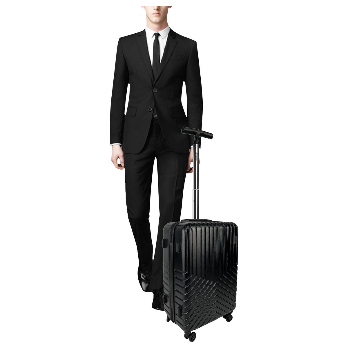 AIRPORT Valise cabine rigide noire Wavy Pop 55x35x20cm