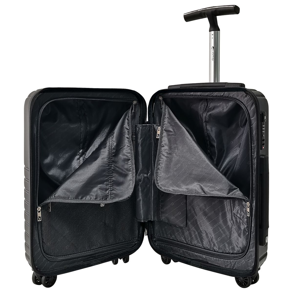 AIRPORT Valise cabine rigide noire Wavy Pop 55x35x20cm