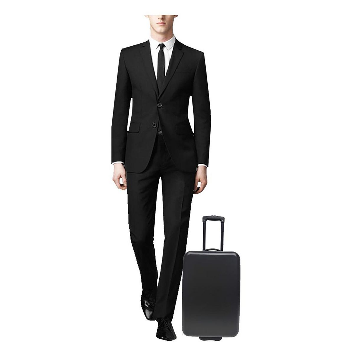 AUCHAN ESSENTIEL Valise cabine rigide noire 49x33x19cm