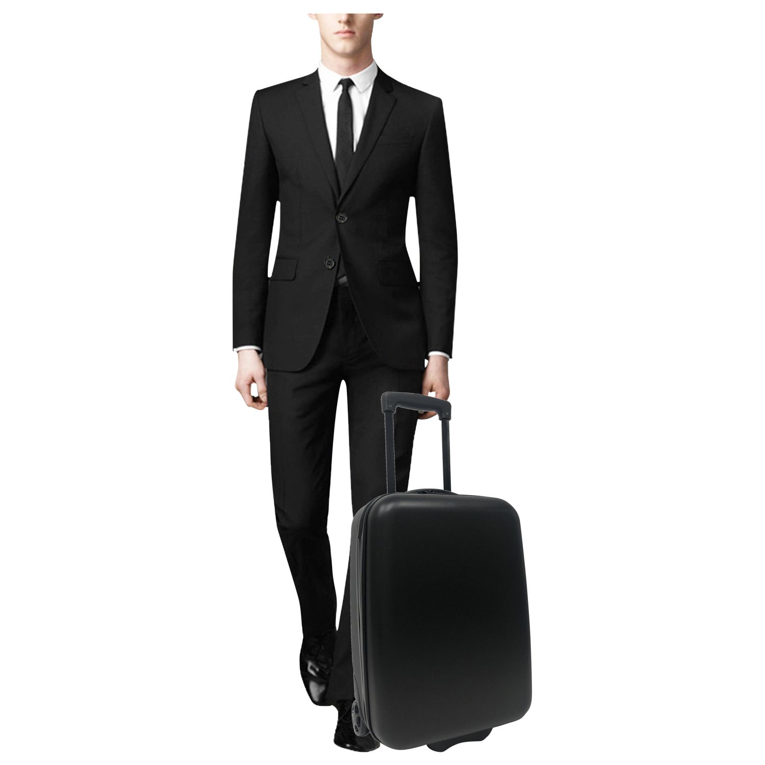 Voir la diapositive 9 : AUCHAN ESSENTIEL Valise cabine rigide noire 49x33x19cm