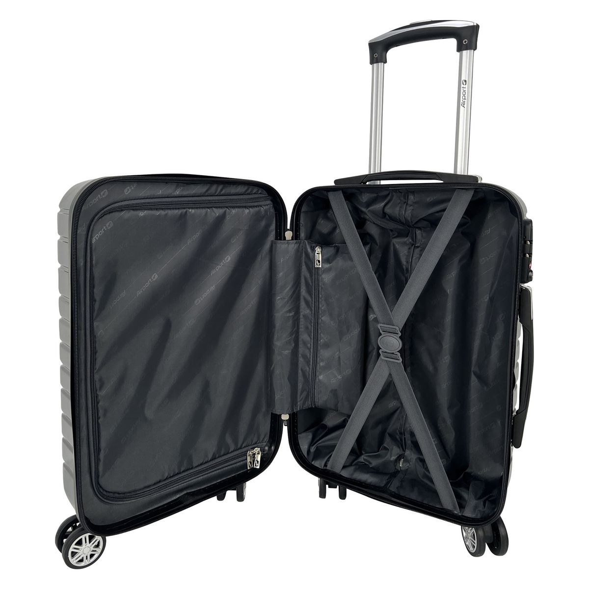 AIRPORT Valise cabine rigide noire Wavy Pop 55x35x20cm