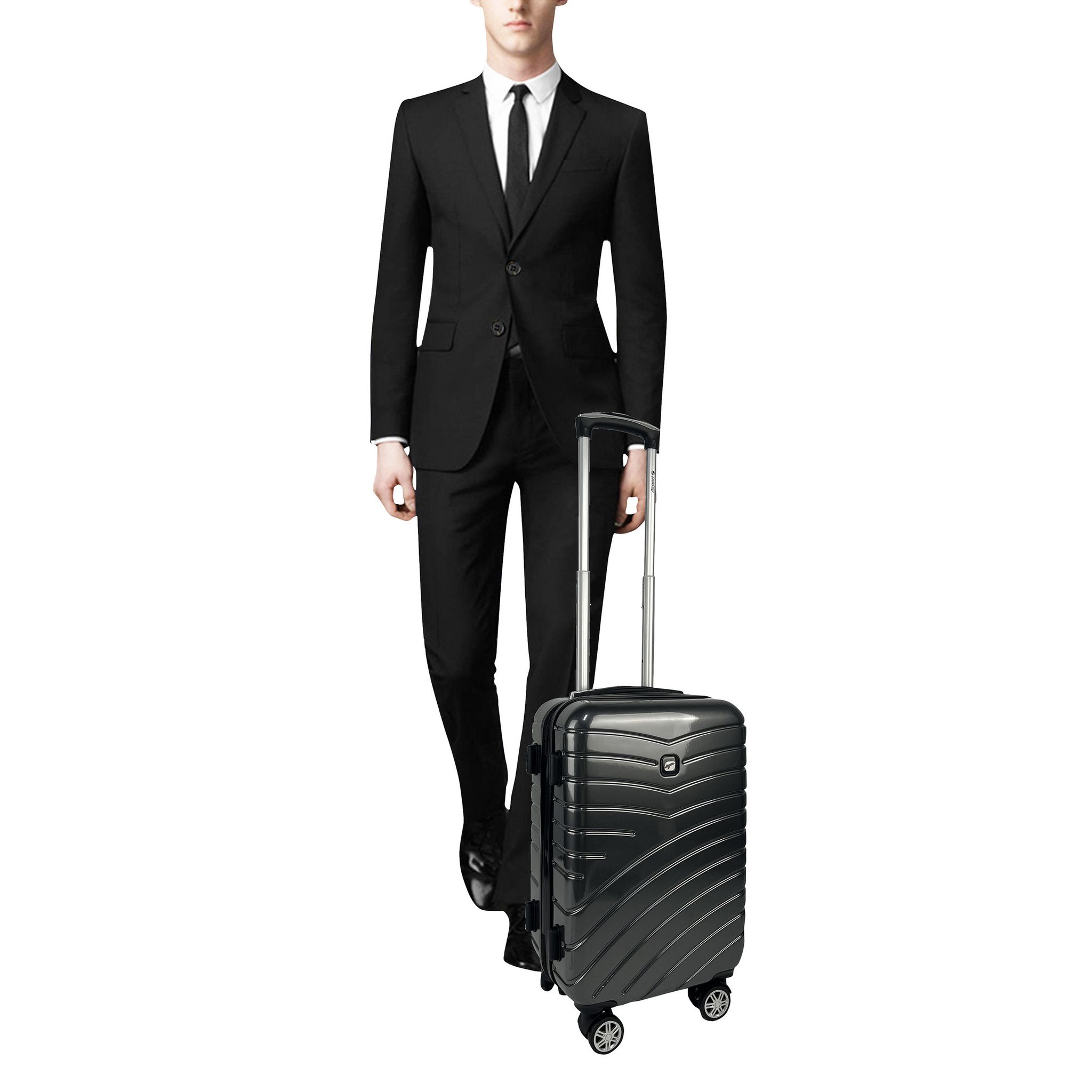 Voir la diapositive 13 : AIRPORT Valise cabine rigide noire Wavy Pop 55x35x20cm