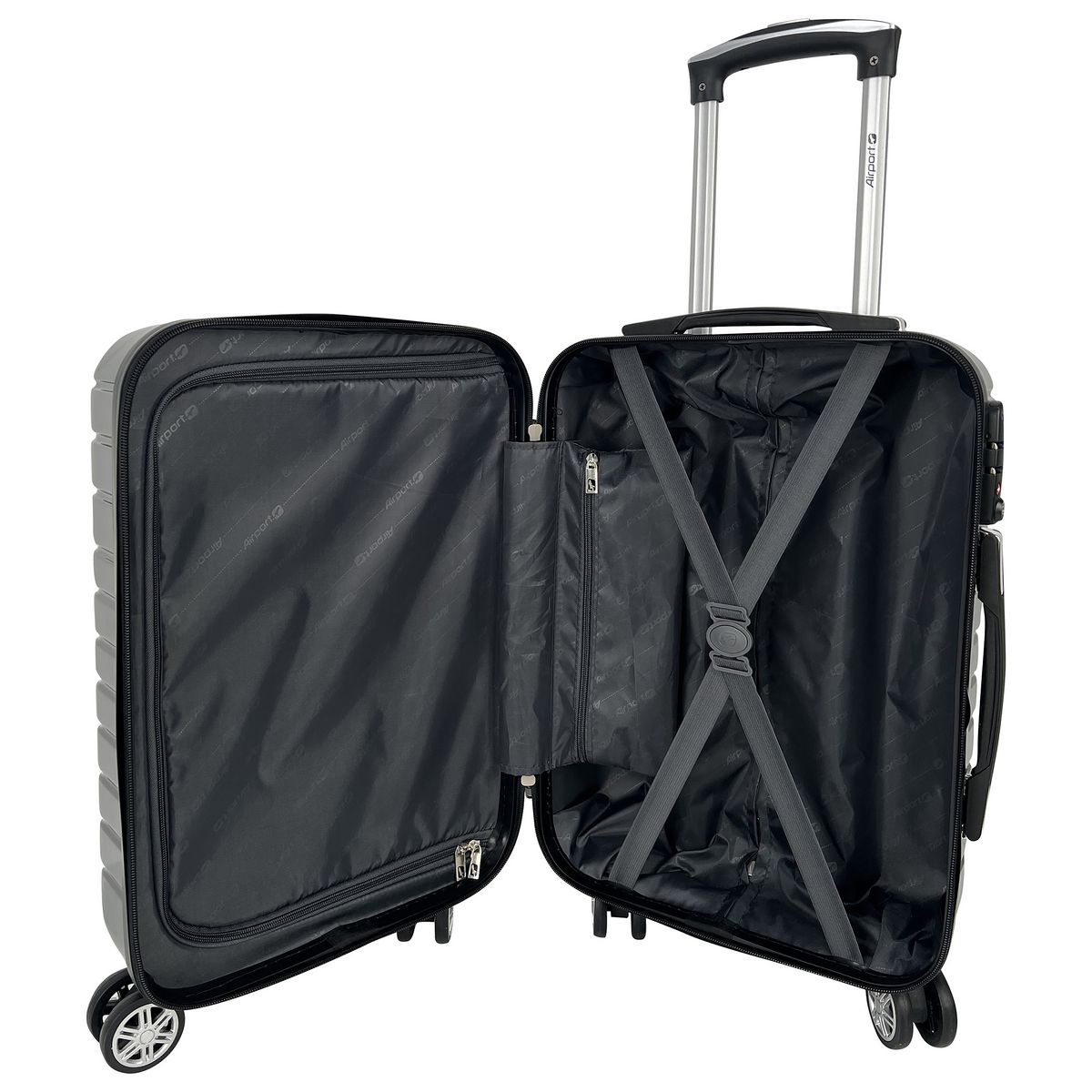 AIRPORT Valise cabine rigide noire Wavy Pop 55x35x20cm