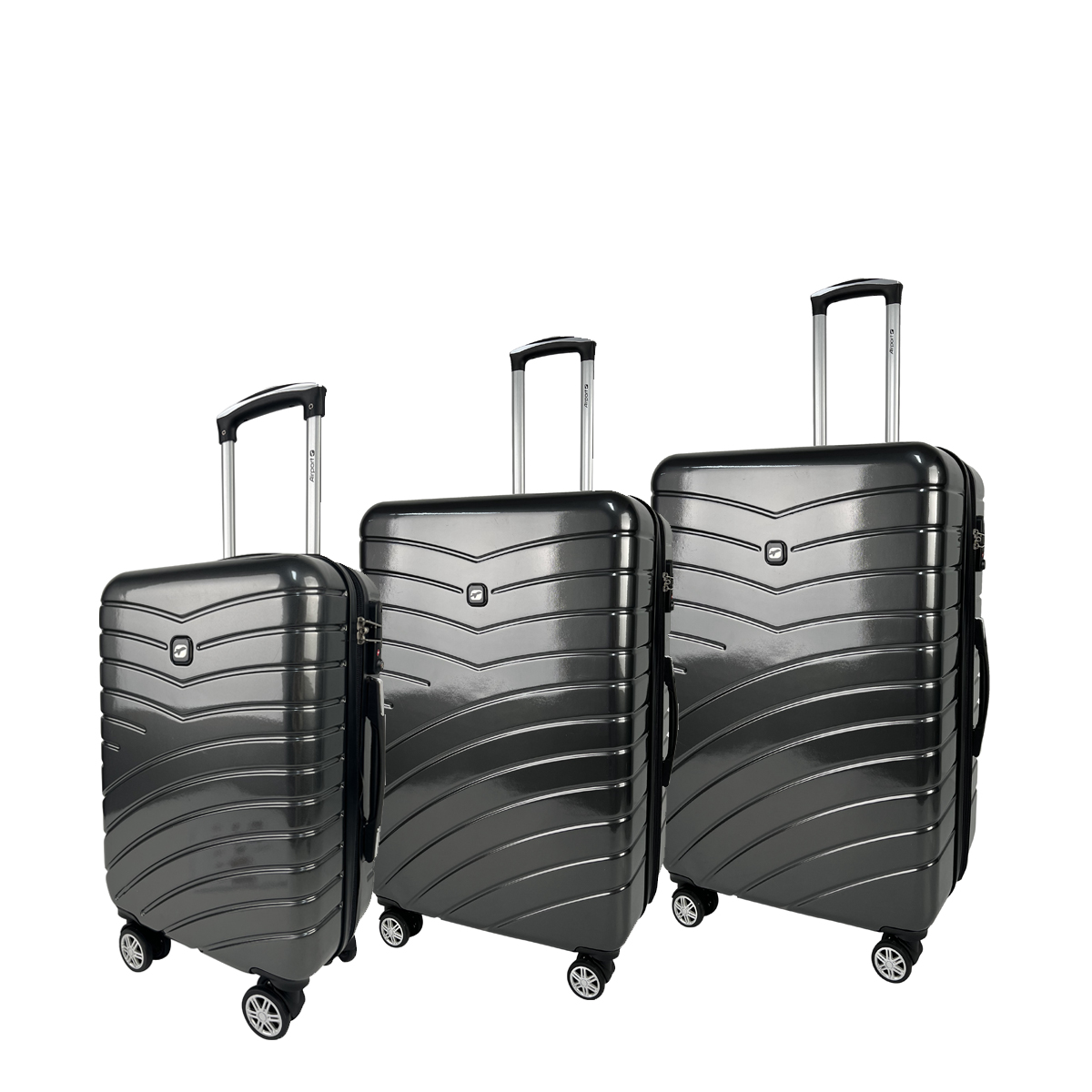 Voir la diapositive 8 : AIRPORT Valise cabine rigide noire Wavy Pop 55x35x20cm