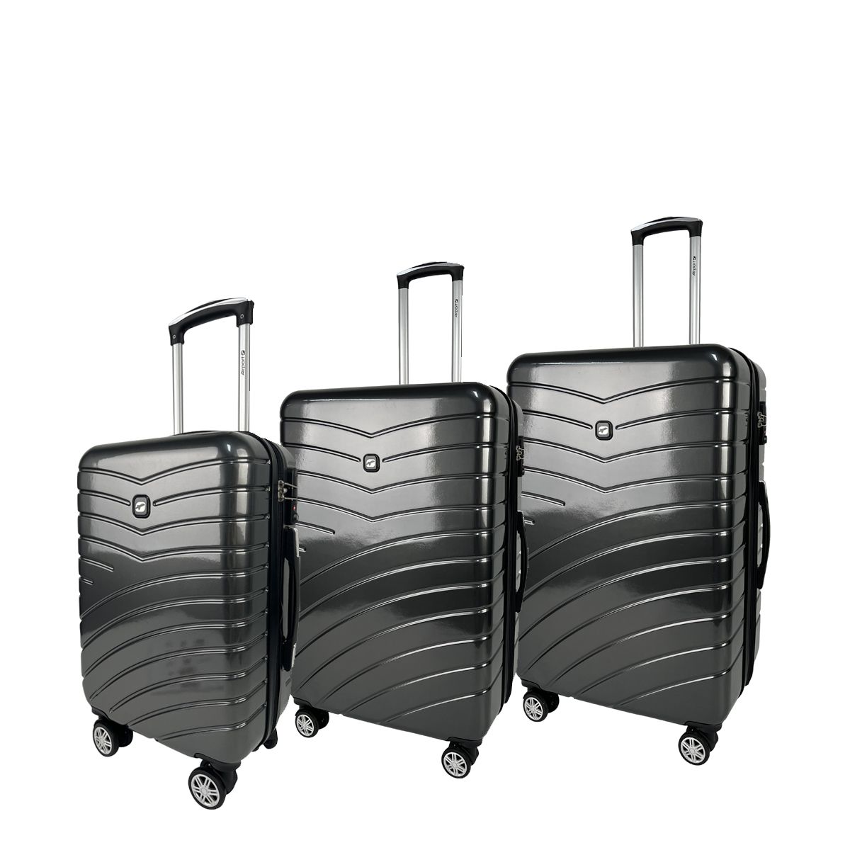 AIRPORT Valise cabine rigide noire Wavy Pop 55x35x20cm