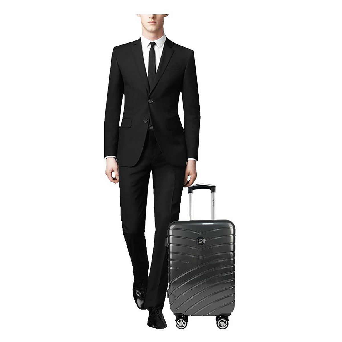 AIRPORT Valise cabine rigide noire Wavy Pop 55x35x20cm