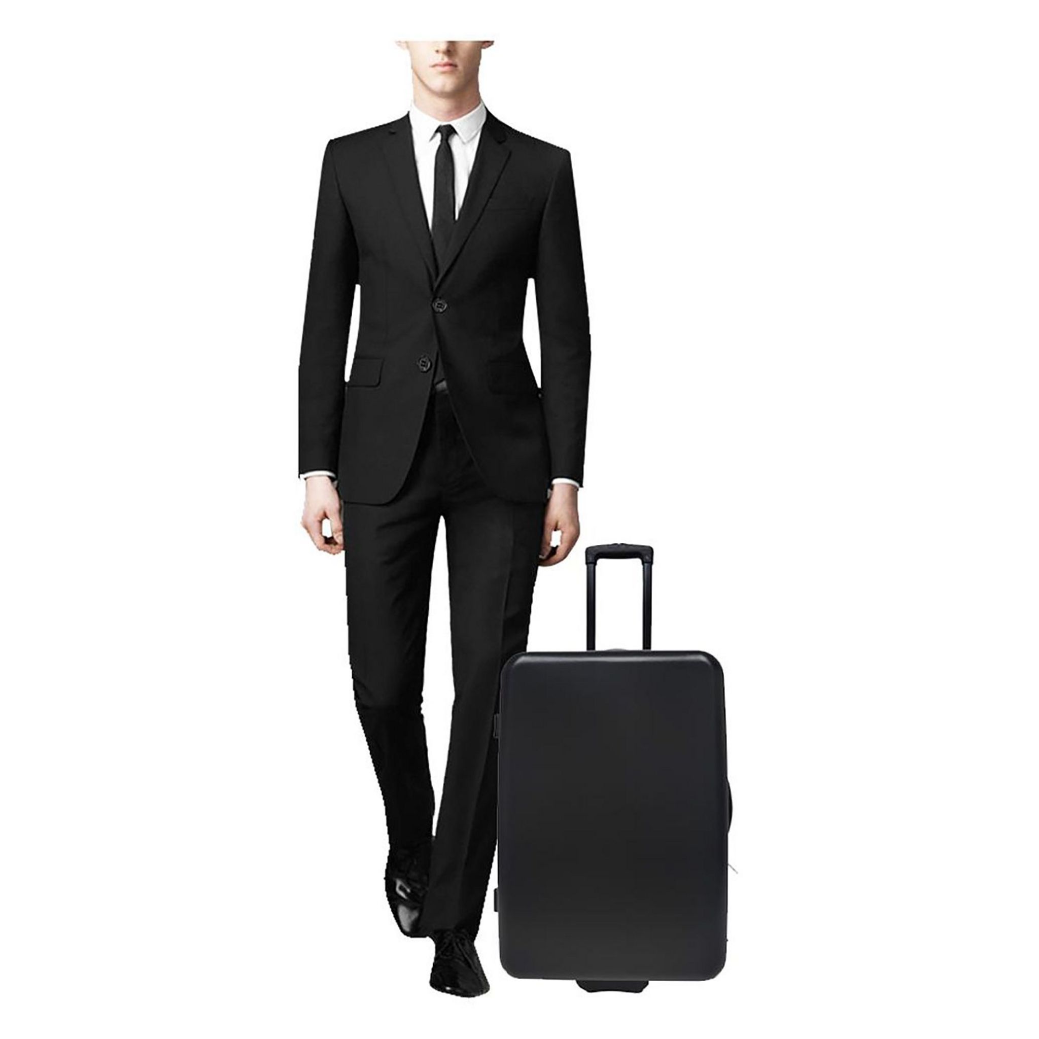 Voir la diapositive 8 : AUCHAN ESSENTIEL Grande Valise rigide noire 69x48x26cm