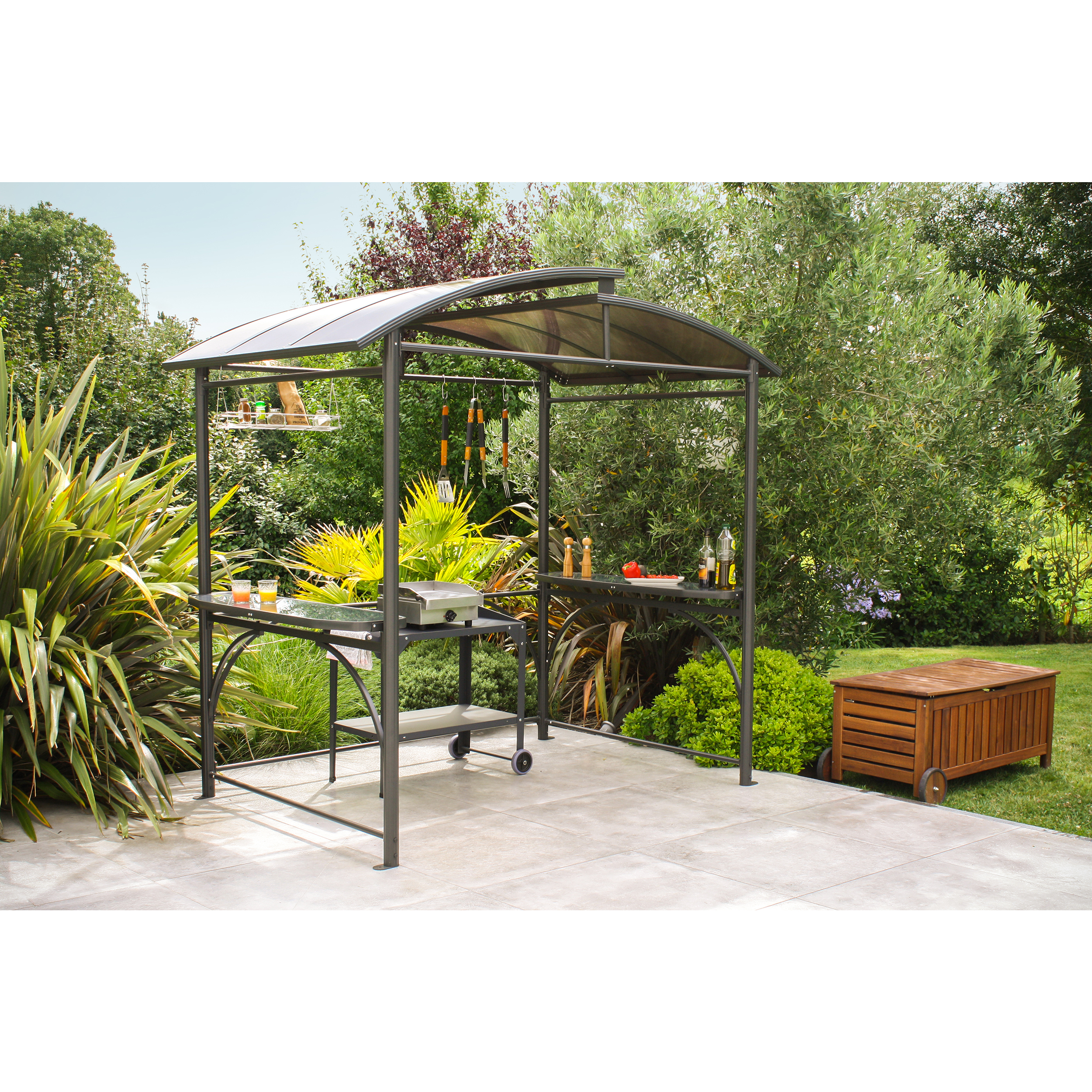 Voir la diapositive 2 : DCB GARDEN Abri pour barbecue - Aluminium et polycarbonate - Gris Anthracite