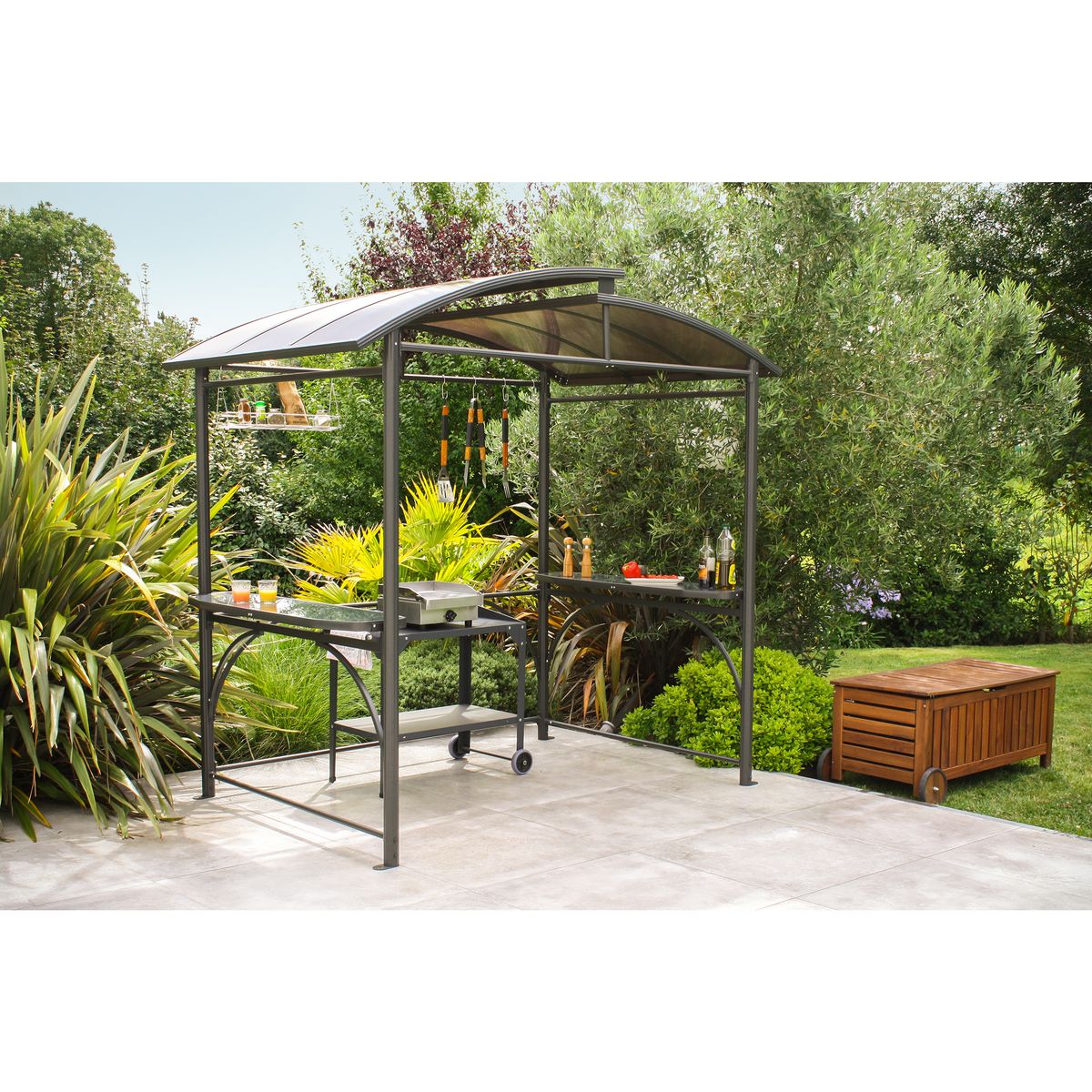DCB GARDEN Abri pour barbecue - Aluminium et polycarbonate - Gris Anthracite