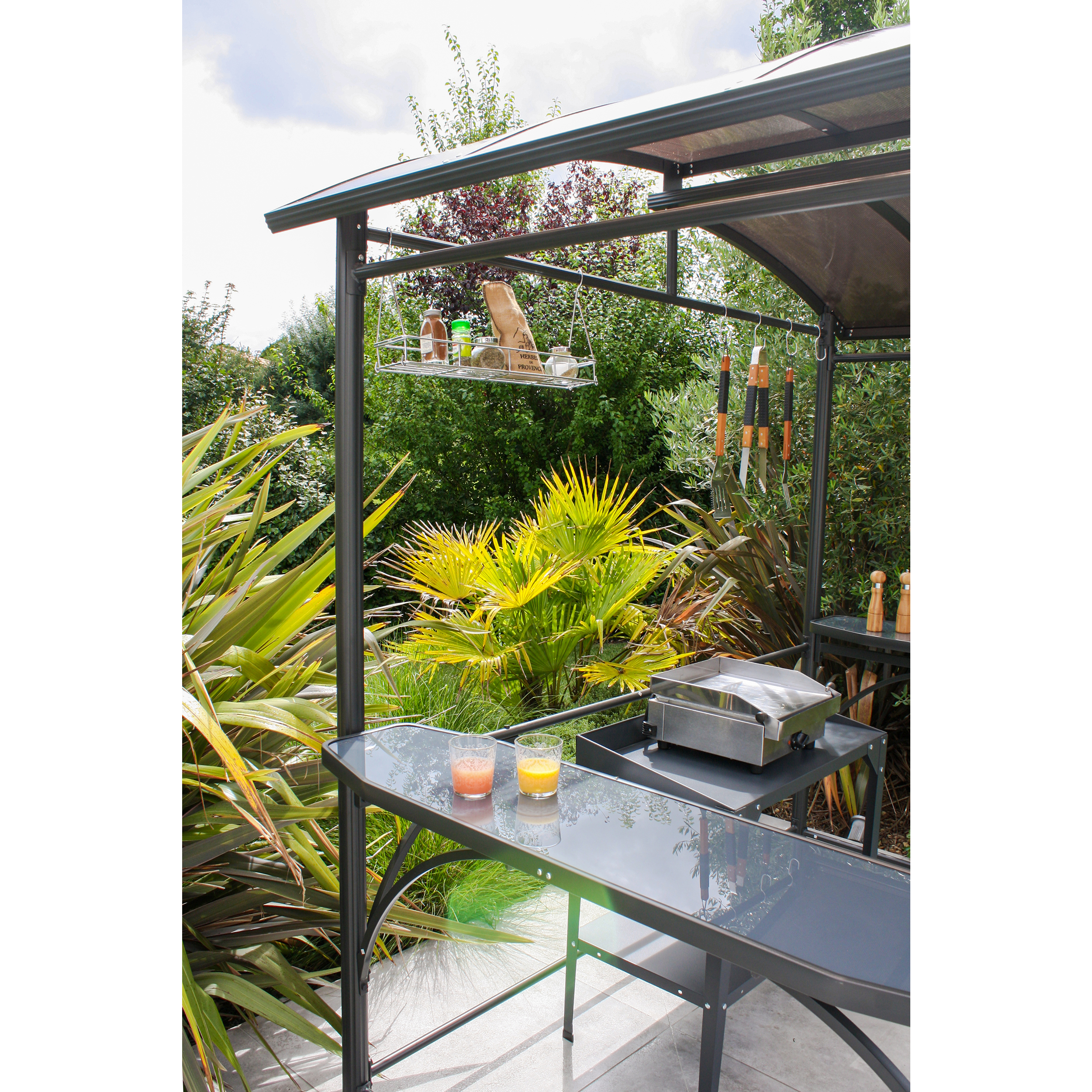 Voir la diapositive 3 : DCB GARDEN Abri pour barbecue - Aluminium et polycarbonate - Gris Anthracite