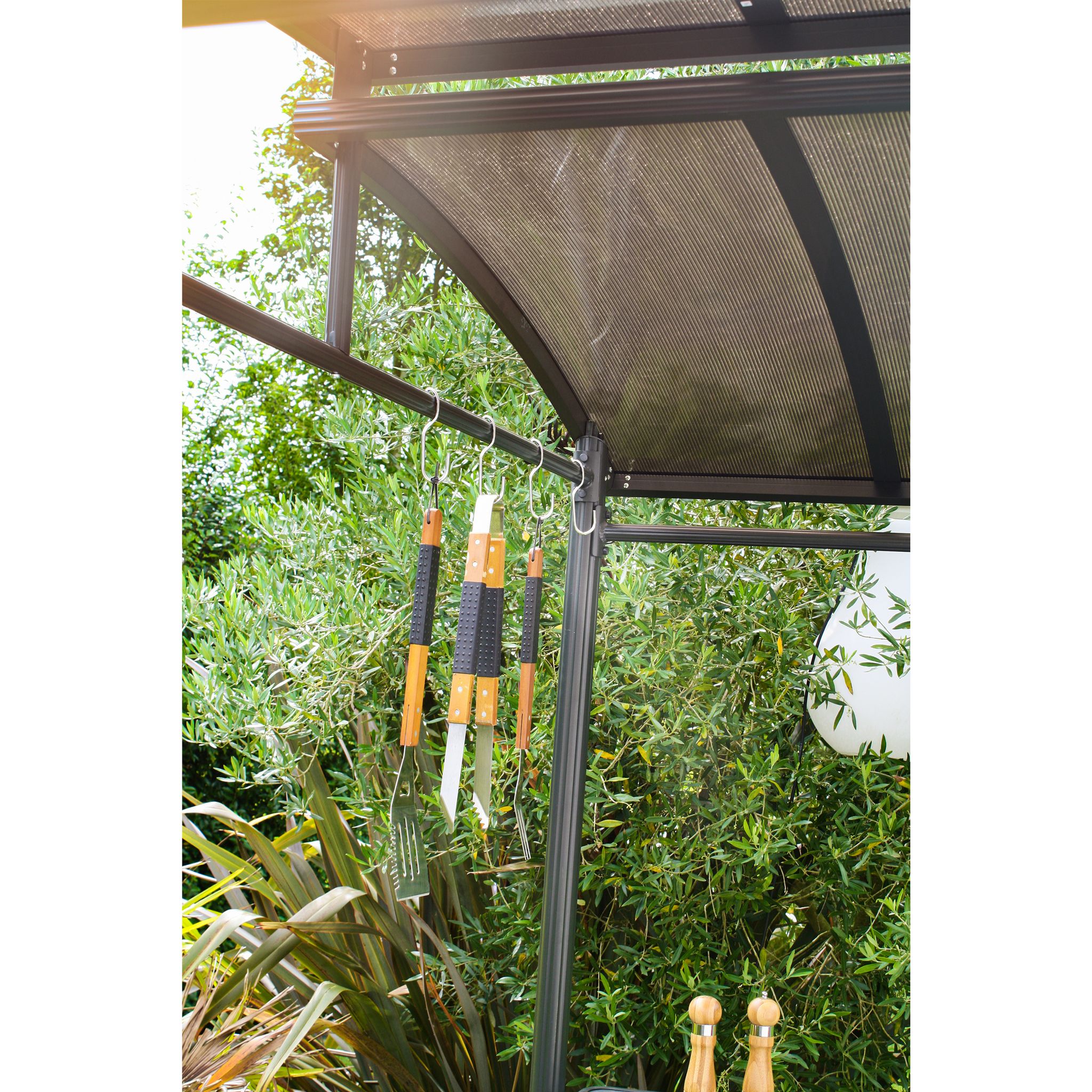 Voir la diapositive 6 : DCB GARDEN Abri pour barbecue - Aluminium et polycarbonate - Gris Anthracite