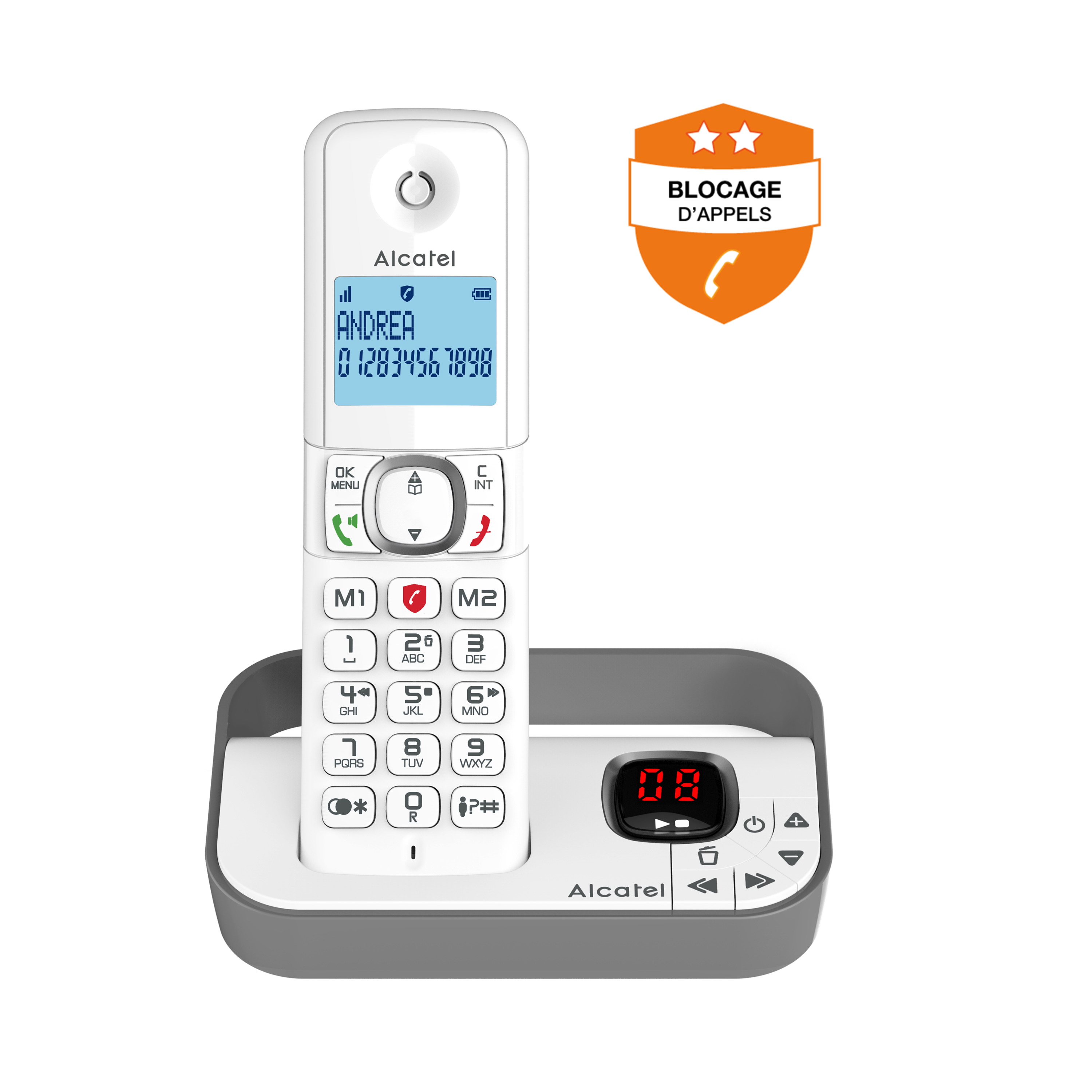 Voir la diapositive 2 : ALCATEL Téléphone Sans Fil- VOICE SOLO F860- Répondeur - Gris