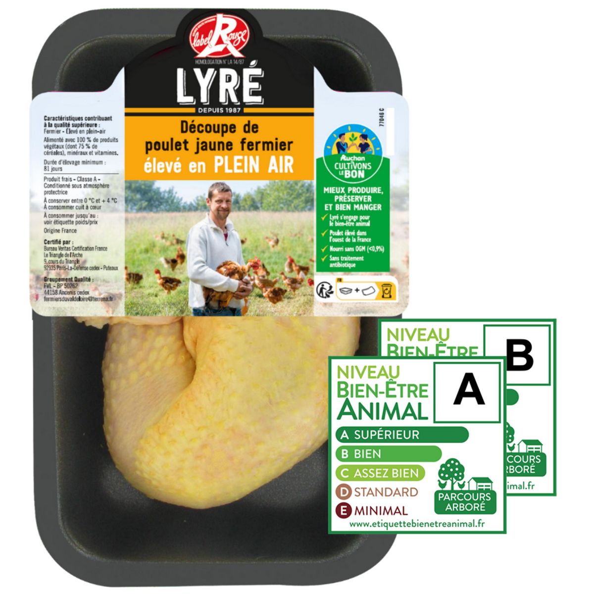 LYRE CULTIVONS LE BON Cuisses de poulet jaune fermier élevé en plein air Label Rouge 2 pièces 440g