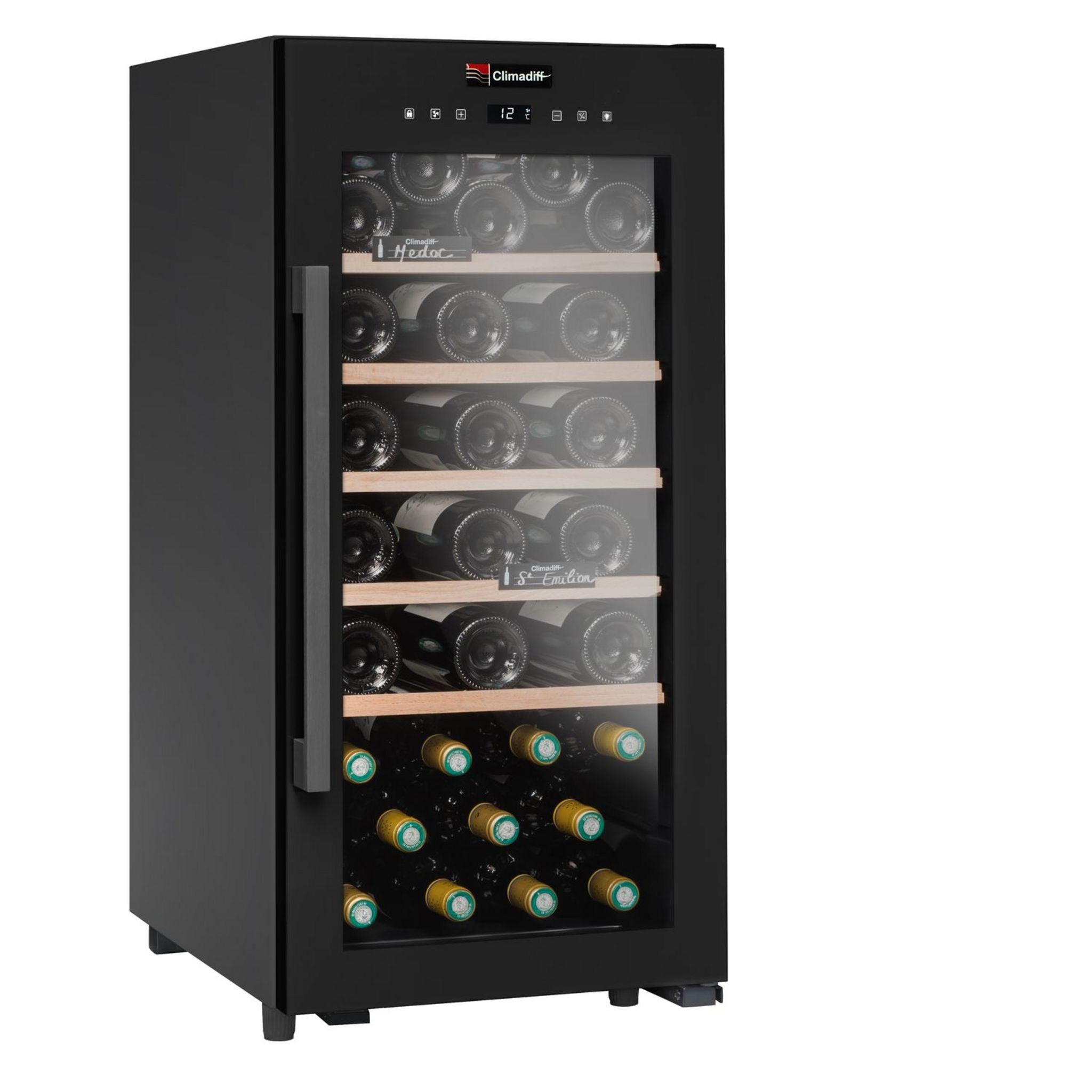 Voir la diapositive 3 : CLIMADIFF Cave de service CS41B1, 41 bouteilles, 42 dB, Porte vitré, G