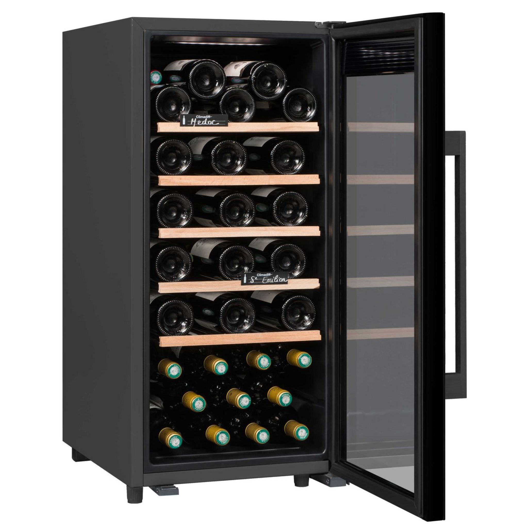 Voir la diapositive 5 : CLIMADIFF Cave de service CS41B1, 41 bouteilles, 42 dB, Porte vitré, G