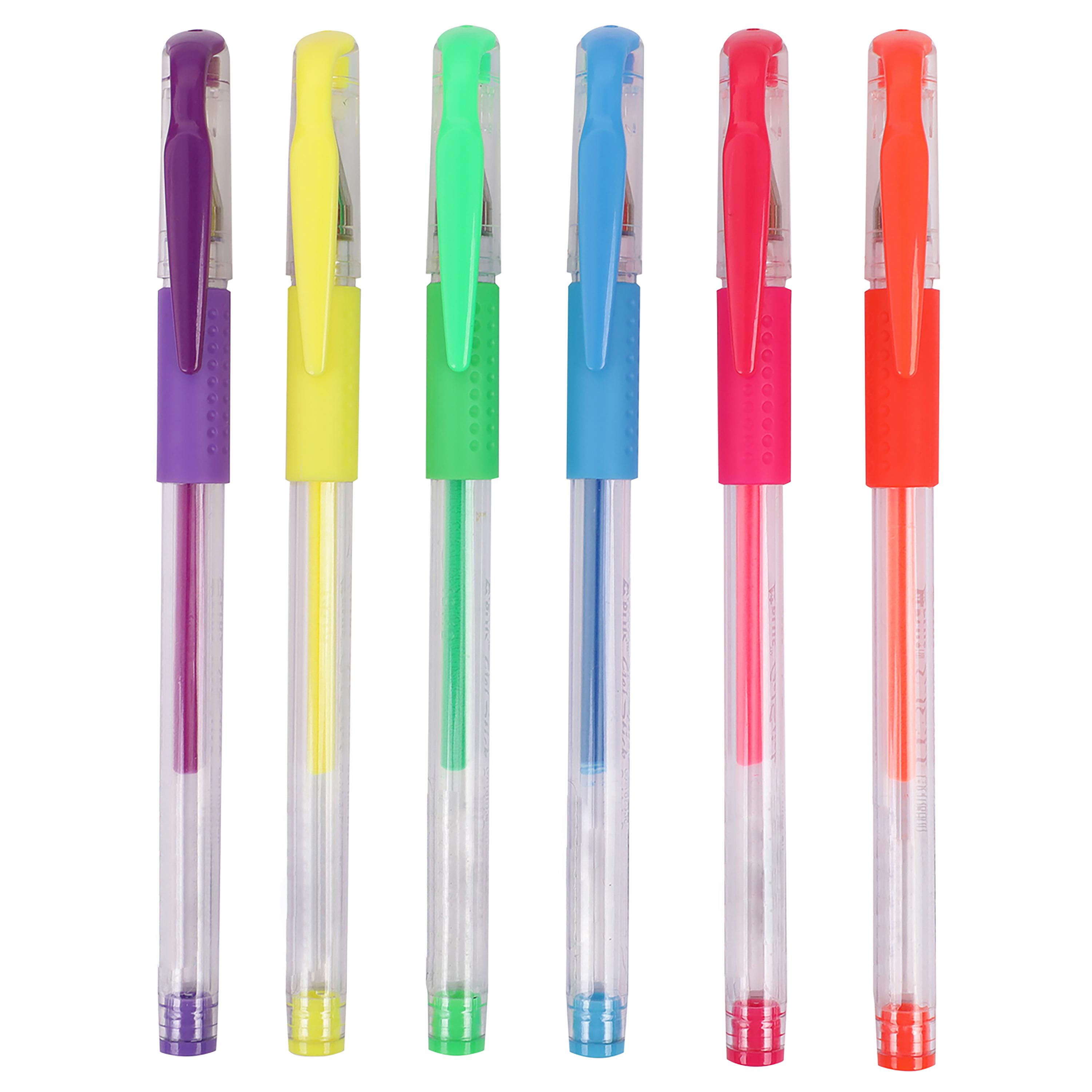 Voir la diapositive 2 : AUCHAN Stylos Gel x6 Néon 0.8mm
