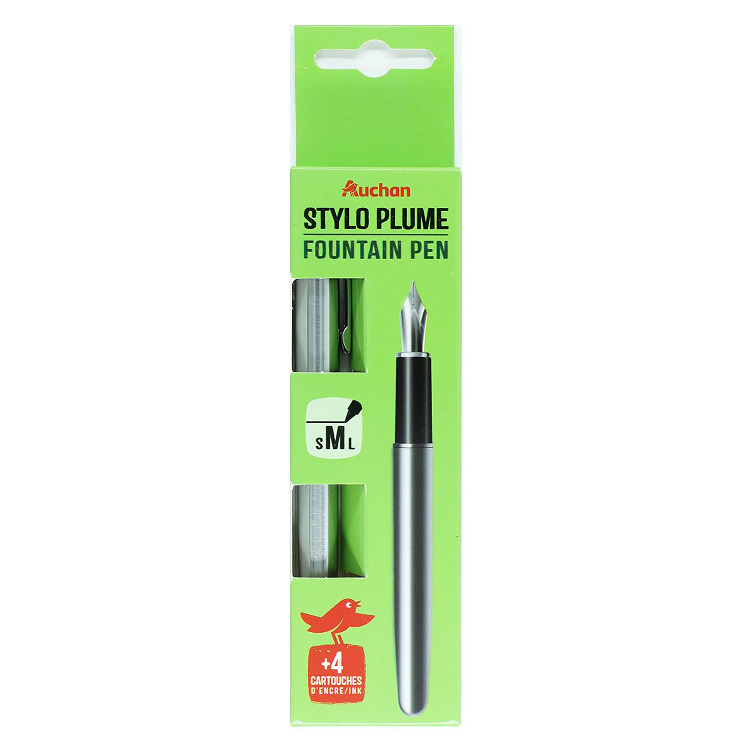 AUCHAN Stylo Plume Métallique Taille M