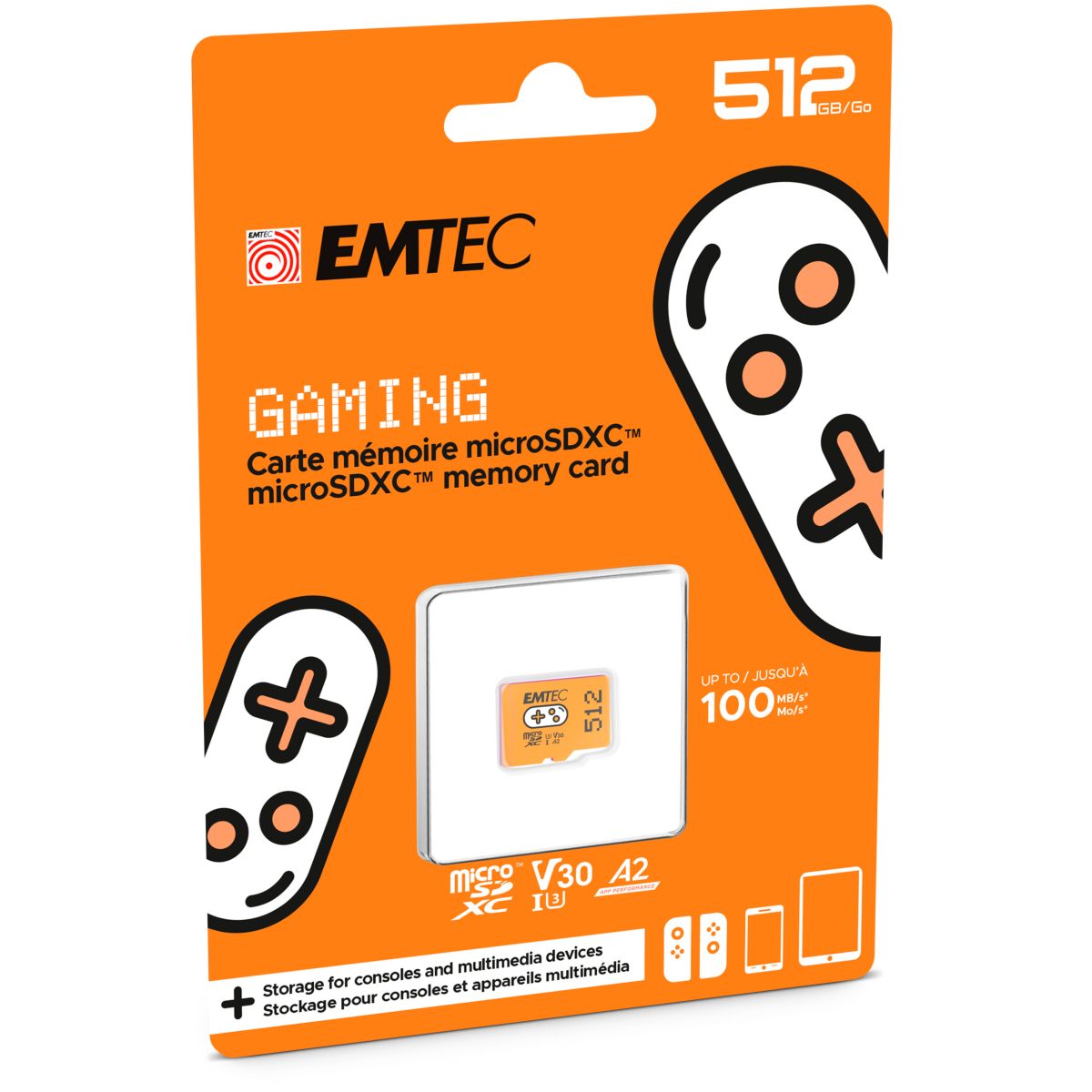 Voir la diapositive 2 : EMTEC Carte Micro SDXC Gaming 512 Go - Orange