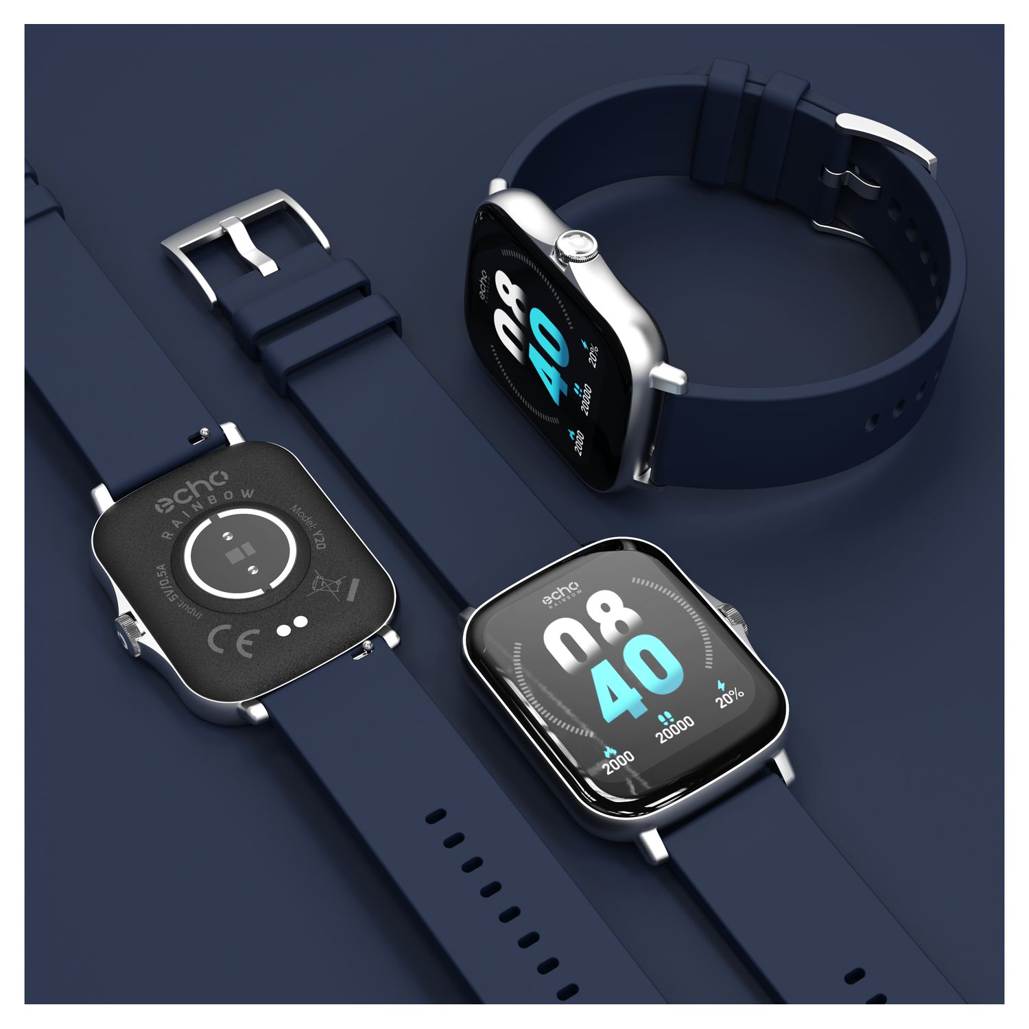 Voir la diapositive 12 : ECHO RAIMBOW Montre connectée 44mm - Bleu