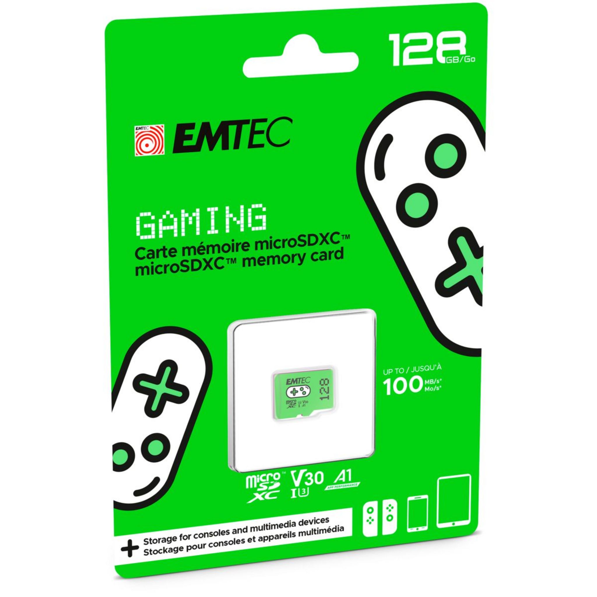 Voir la diapositive 2 : EMTEC Carte Micro SDXC Gaming 128 Go - Vert