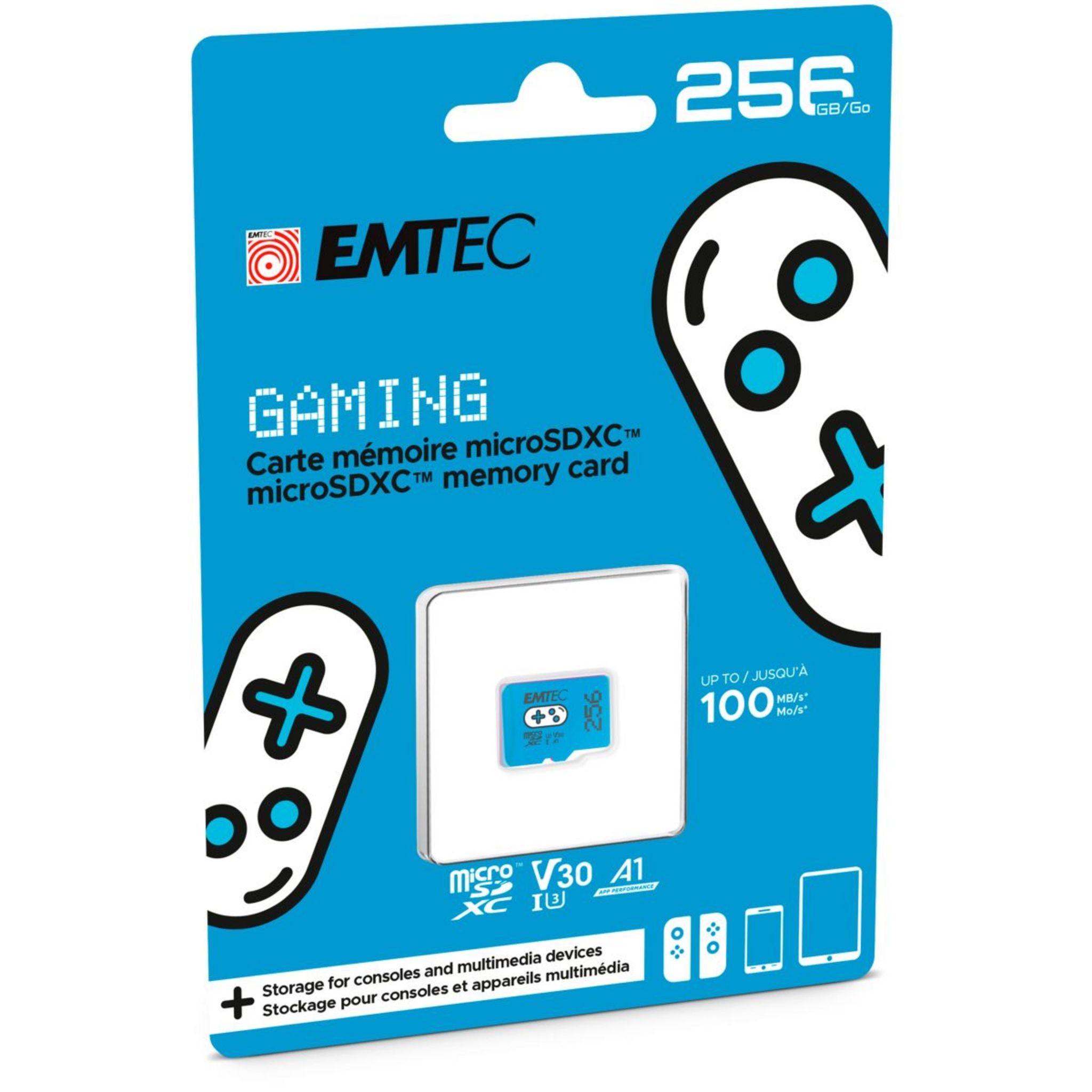 Voir la diapositive 2 : EMTEC Carte Micro SDXC Gaming 256 Go - Bleue