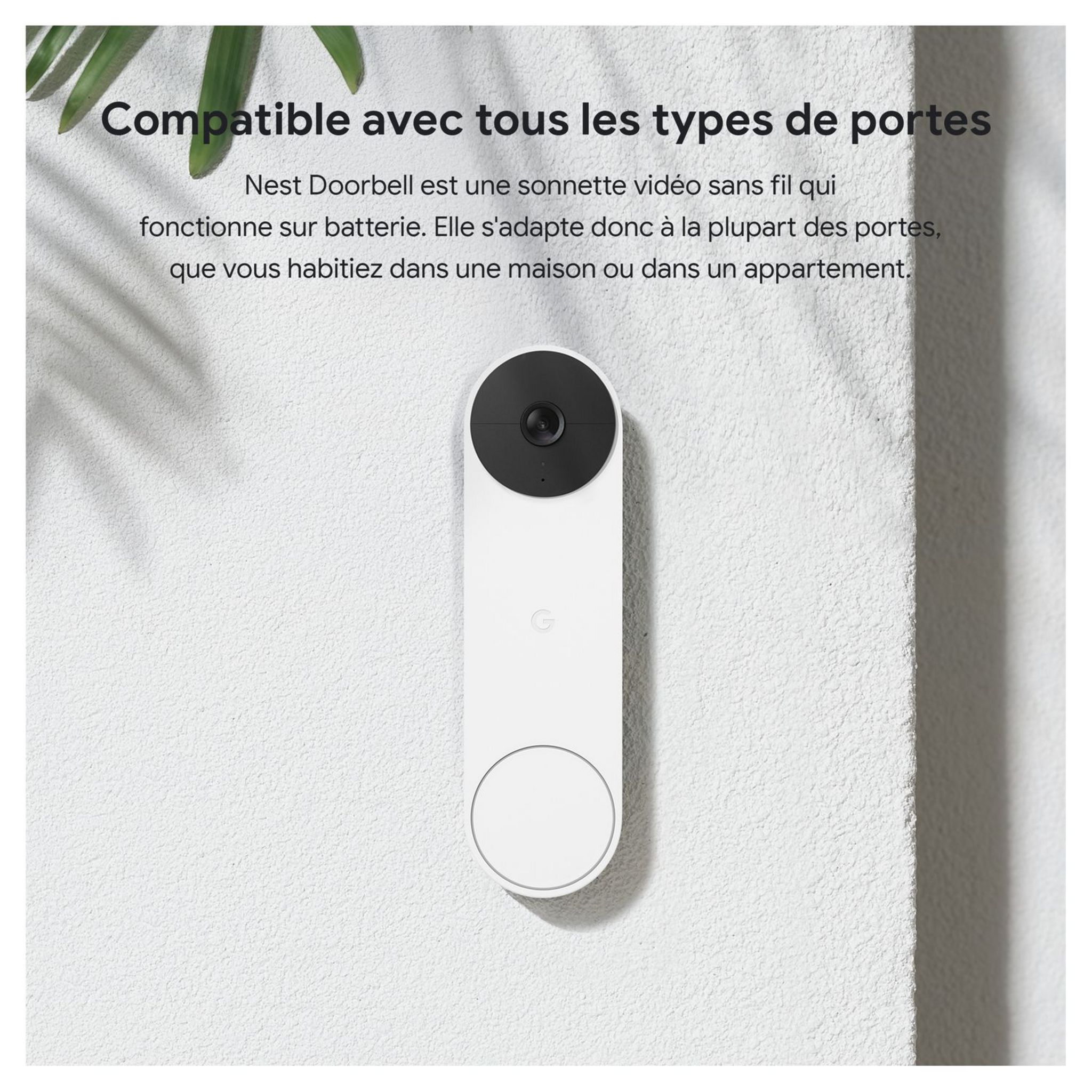 Voir la diapositive 2 : GOOGLE Sonnette sans fil - Extérieure - Blanc