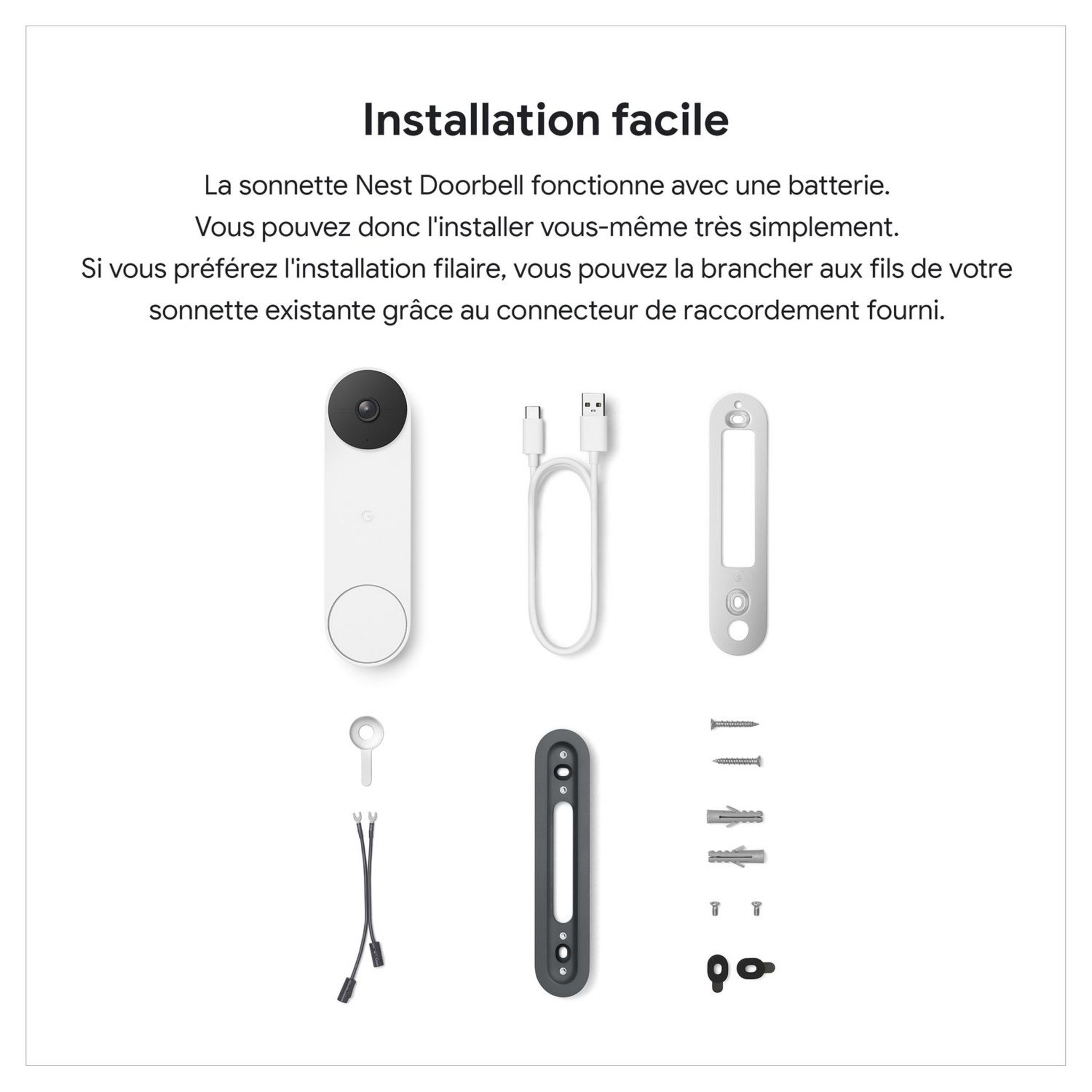Voir la diapositive 3 : GOOGLE Sonnette sans fil - Extérieure - Blanc