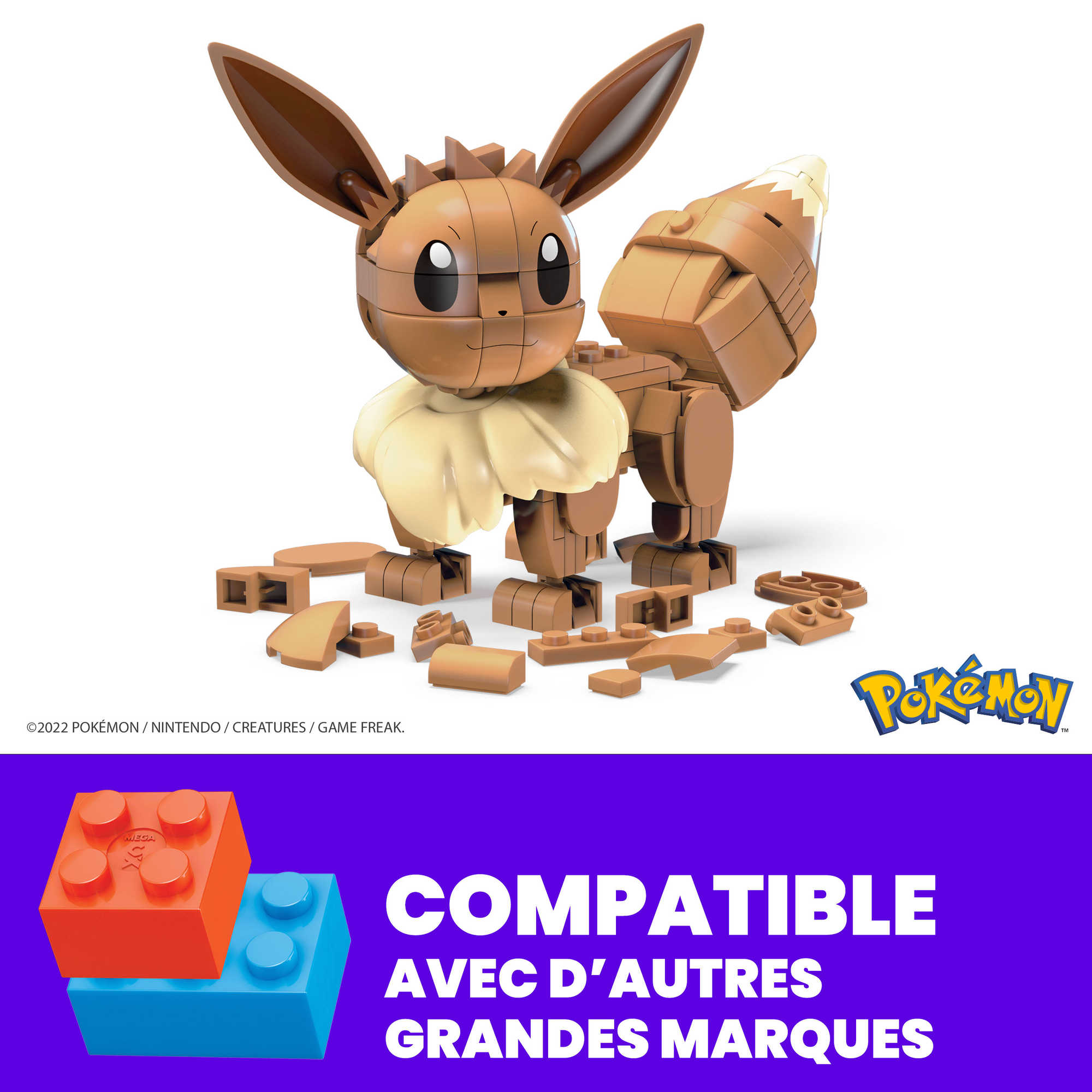 Voir la diapositive 2 : MATTEL Figurine Pokémon Evoli à construire Mega Construx