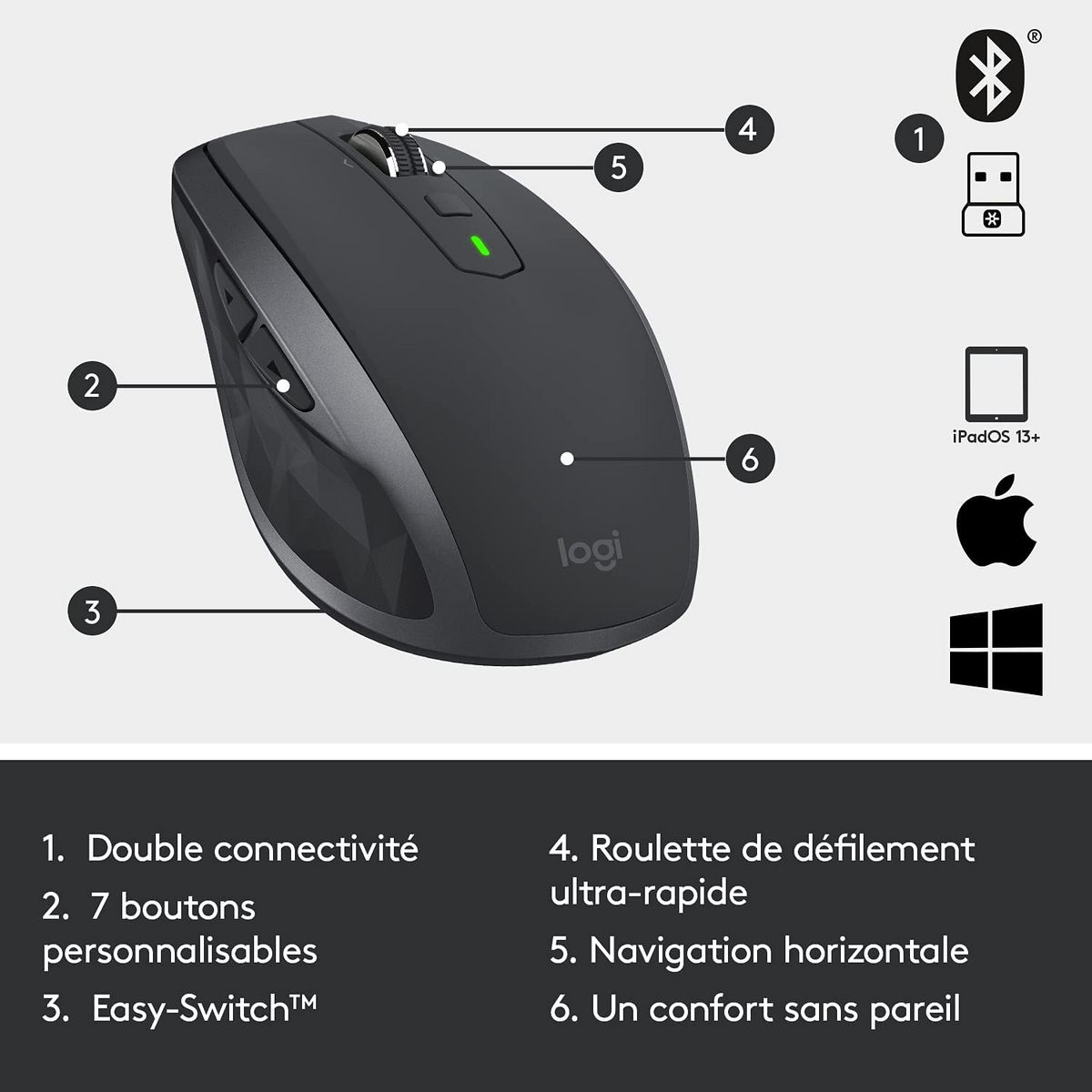 LOGITECH Souris MX ANYWHERE 2S - Noir