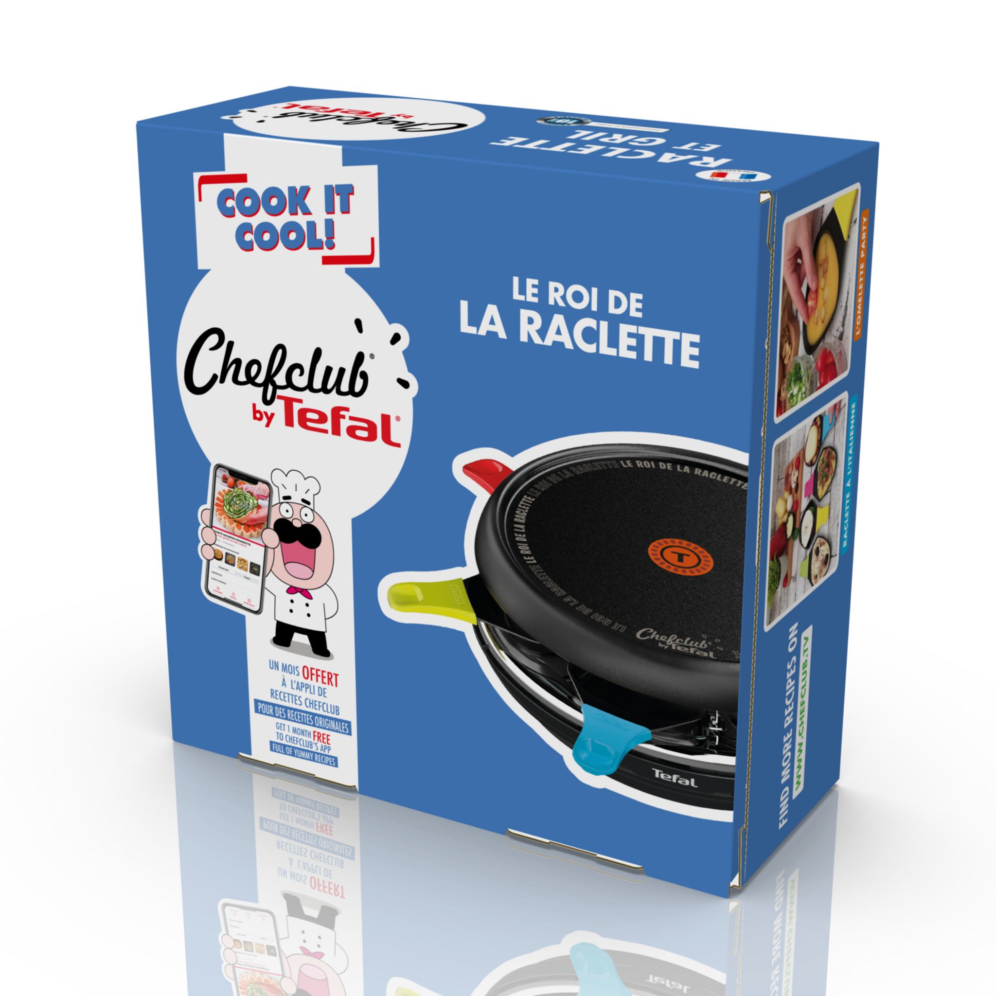 Voir la diapositive 4 : TEFAL 3 en 1 Appareil à raclette, crêpes et plancha 6 personnes Chefclub RE123810 - Noir