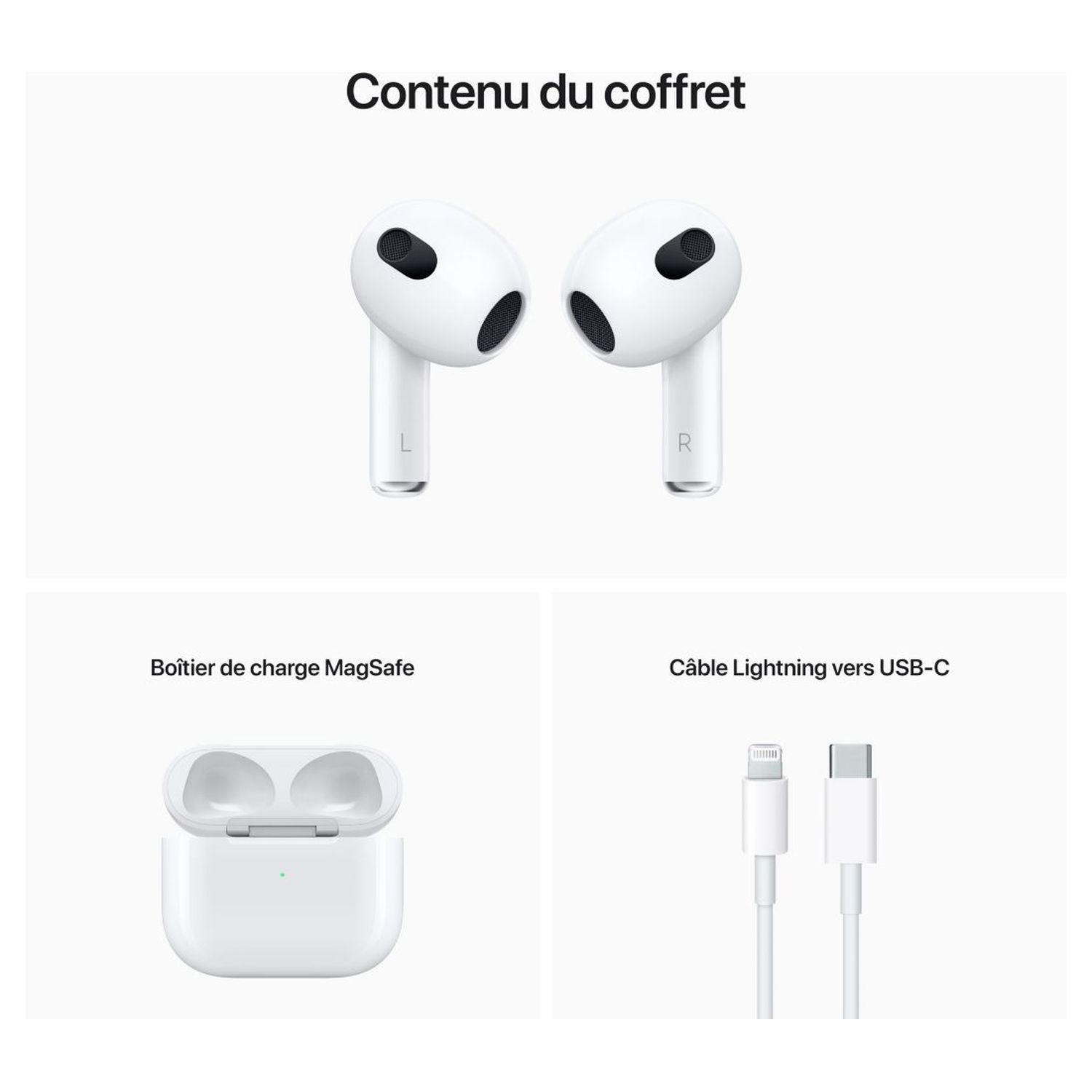 Voir la diapositive 3 : APPLE AirPods 3 + boitier de charge MagSafe - Blanc