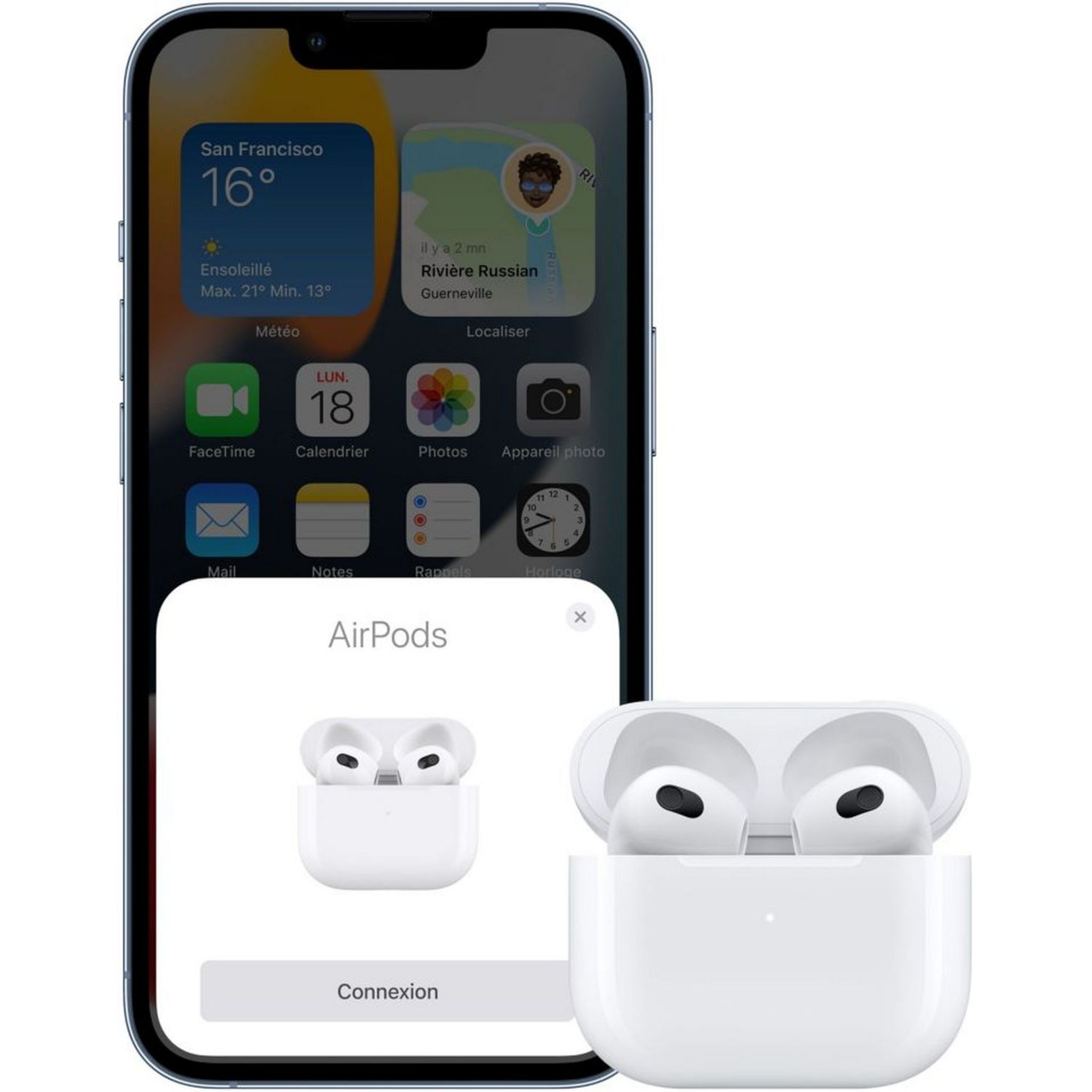 Voir la diapositive 7 : APPLE AirPods 3 + boitier de charge MagSafe - Blanc