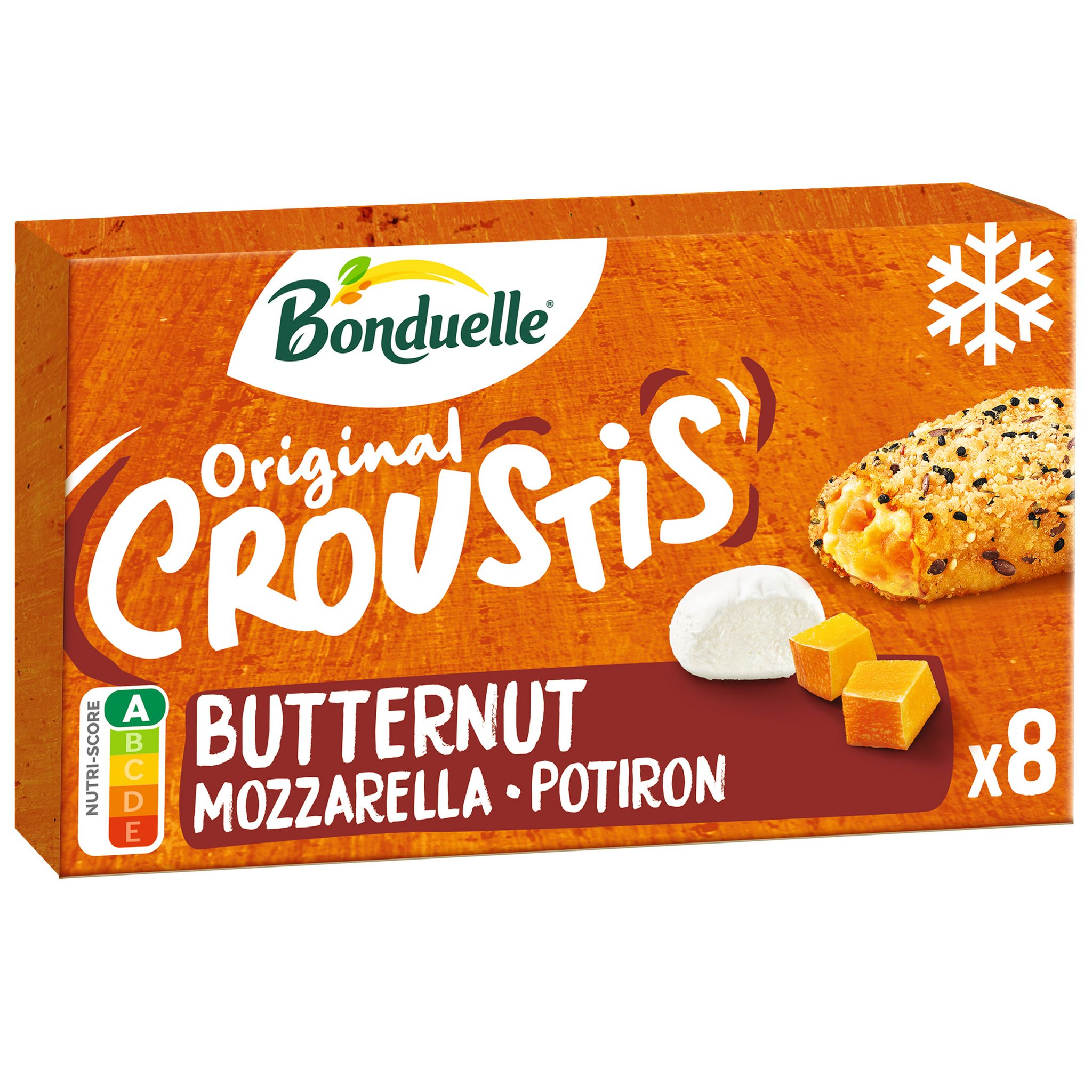 Voir la diapositive 2 : BONDUELLE Mini croustis butternut mozzarella potiron 8 pièces 305g