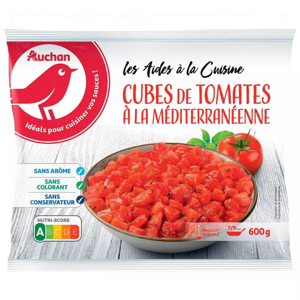 AUCHAN Cubes de tomates à la méditerranéenne 600g