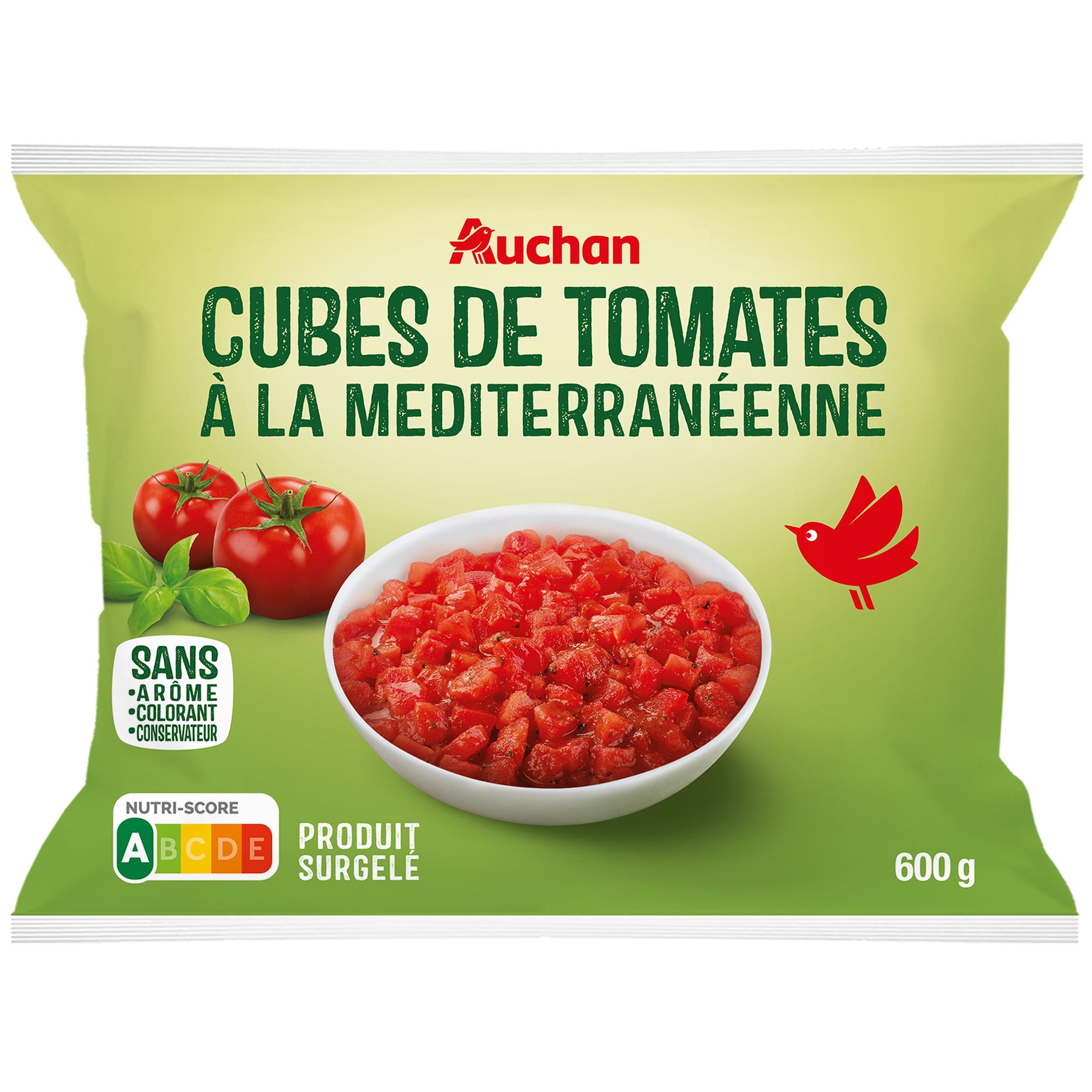 Voir la diapositive 4 : AUCHAN Cubes de tomates à la méditerranéenne 600g