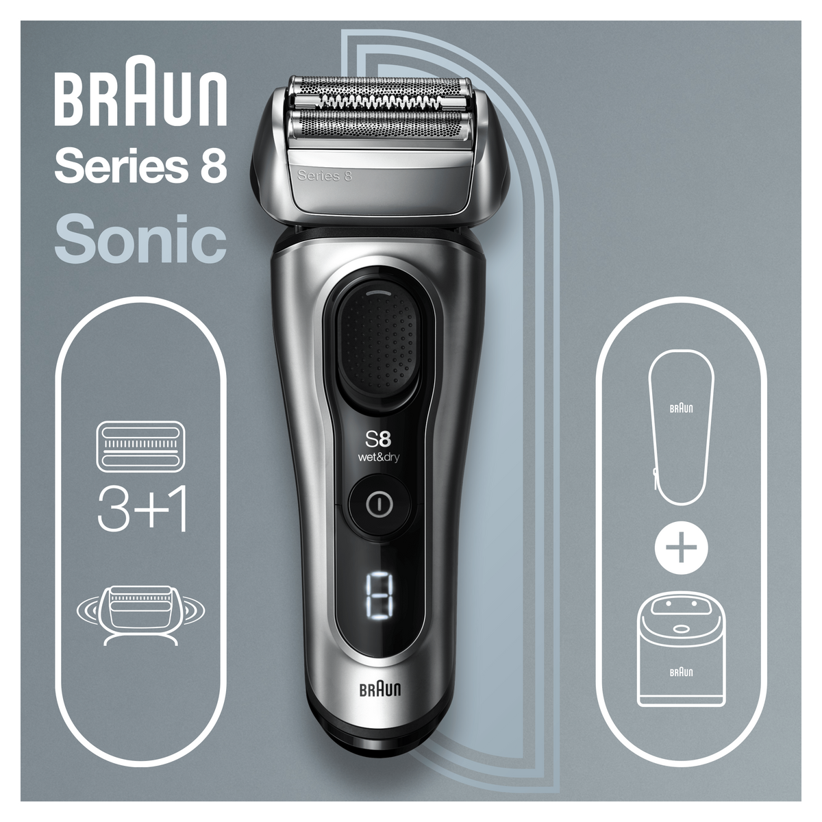 BRAUN Rasoir électrique SERIES 8 8457CC - Gris