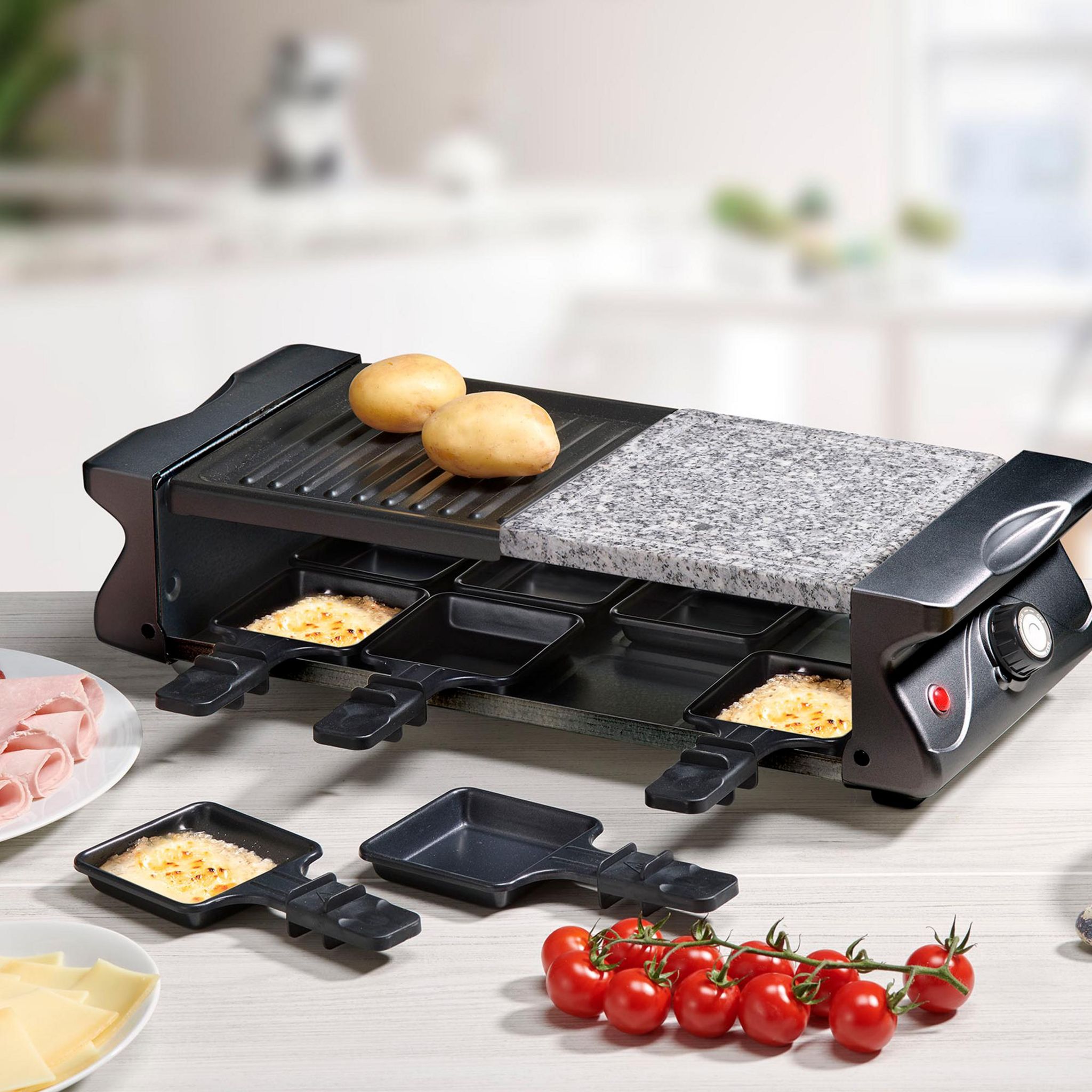 Voir la diapositive 12 : KITCHENCOOK Appareil à raclette 8 personnes RC_ALPES - Noir