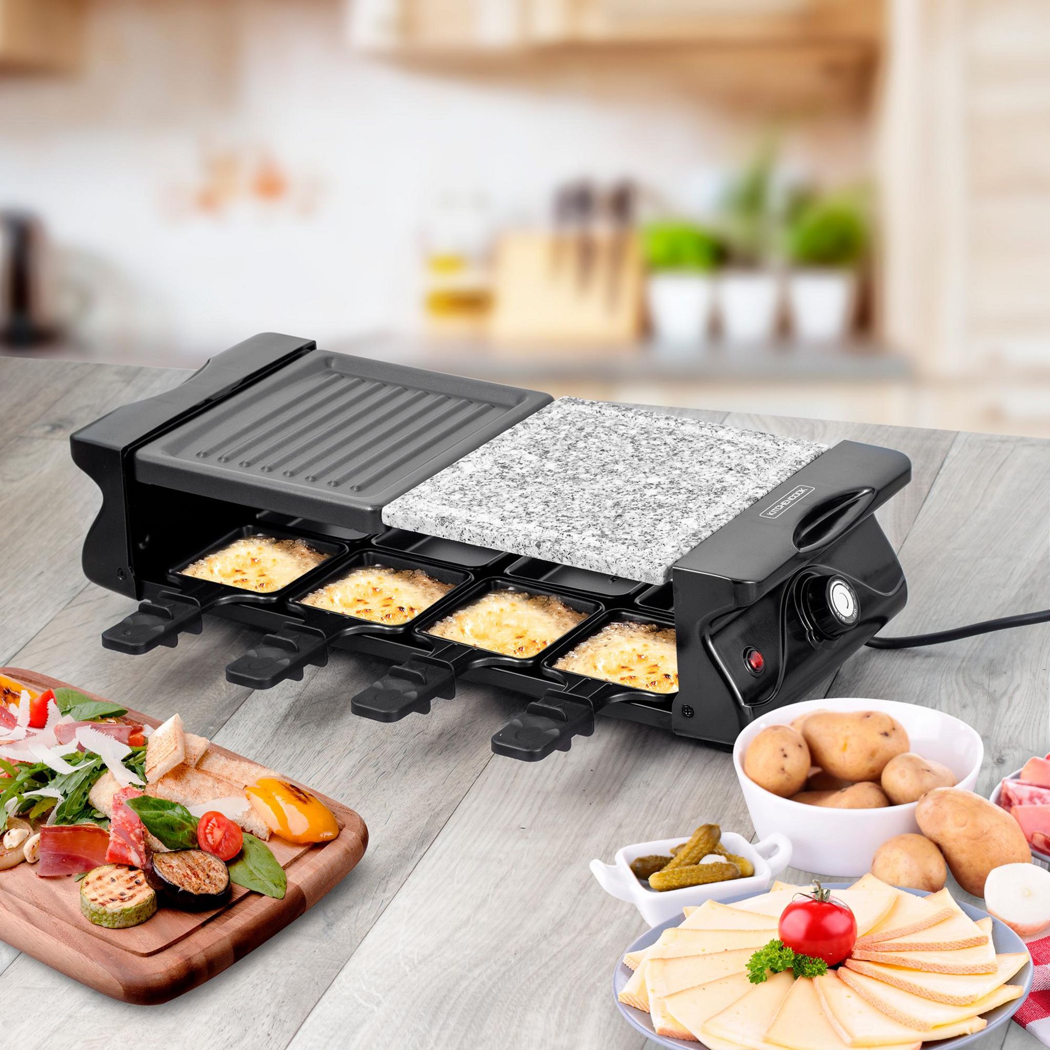 Voir la diapositive 11 : KITCHENCOOK Appareil à raclette 8 personnes RC_ALPES - Noir